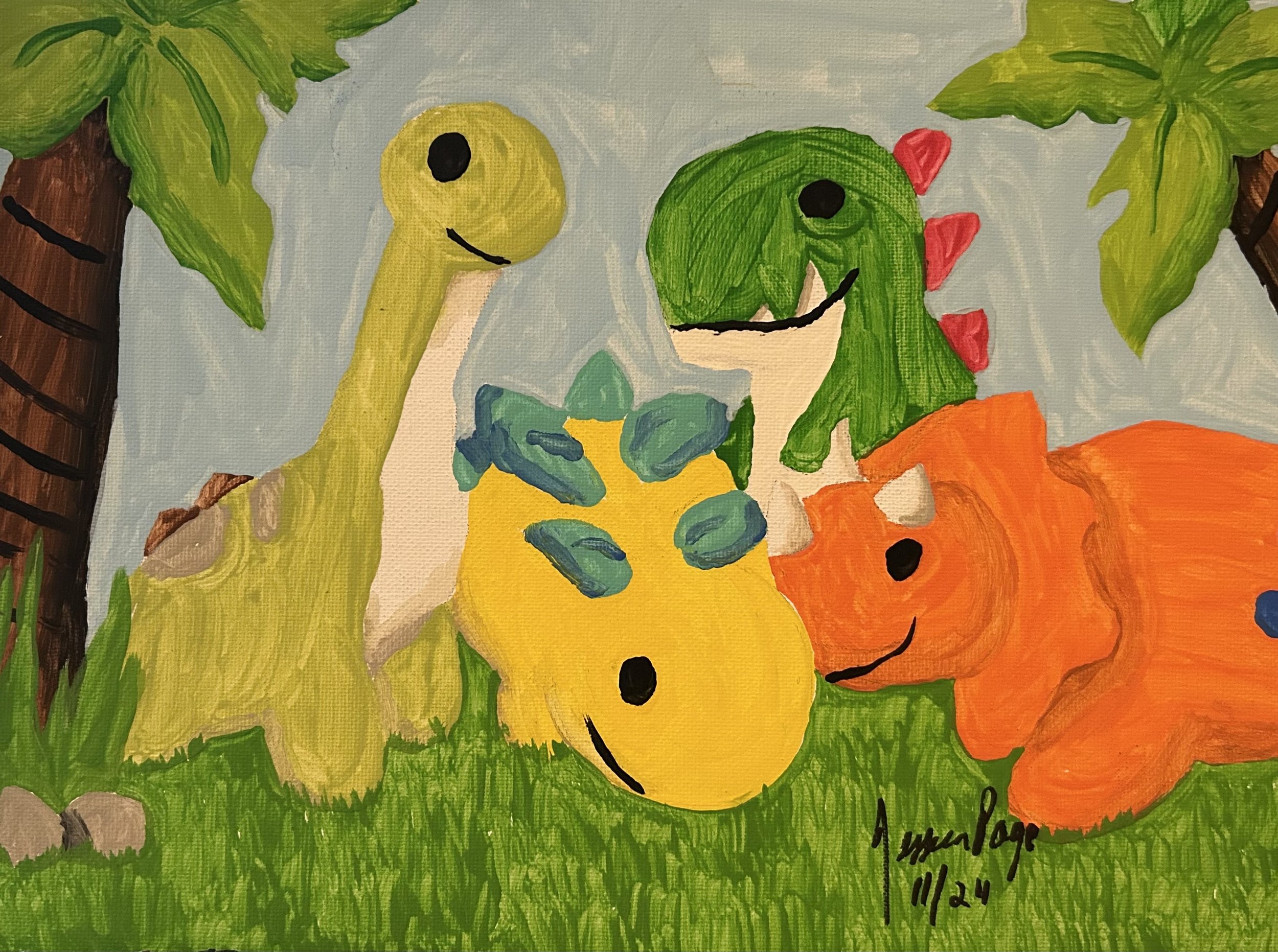Dino Friends (acrylic)