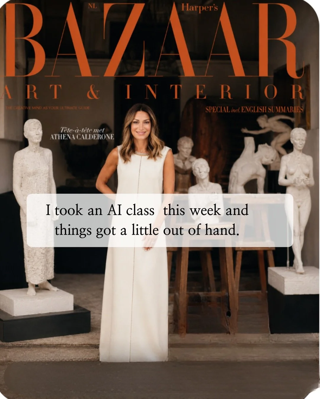 I took an AI class this week and things got a little out of hand. 

Harper&rsquo;s Bazaar, you&rsquo;re welcome. 😂

Most of my week never makes it here. 
The real stuff.  The wandering thoughts on a 6AM walk because the warehouse wasn&rsquo;t the pl