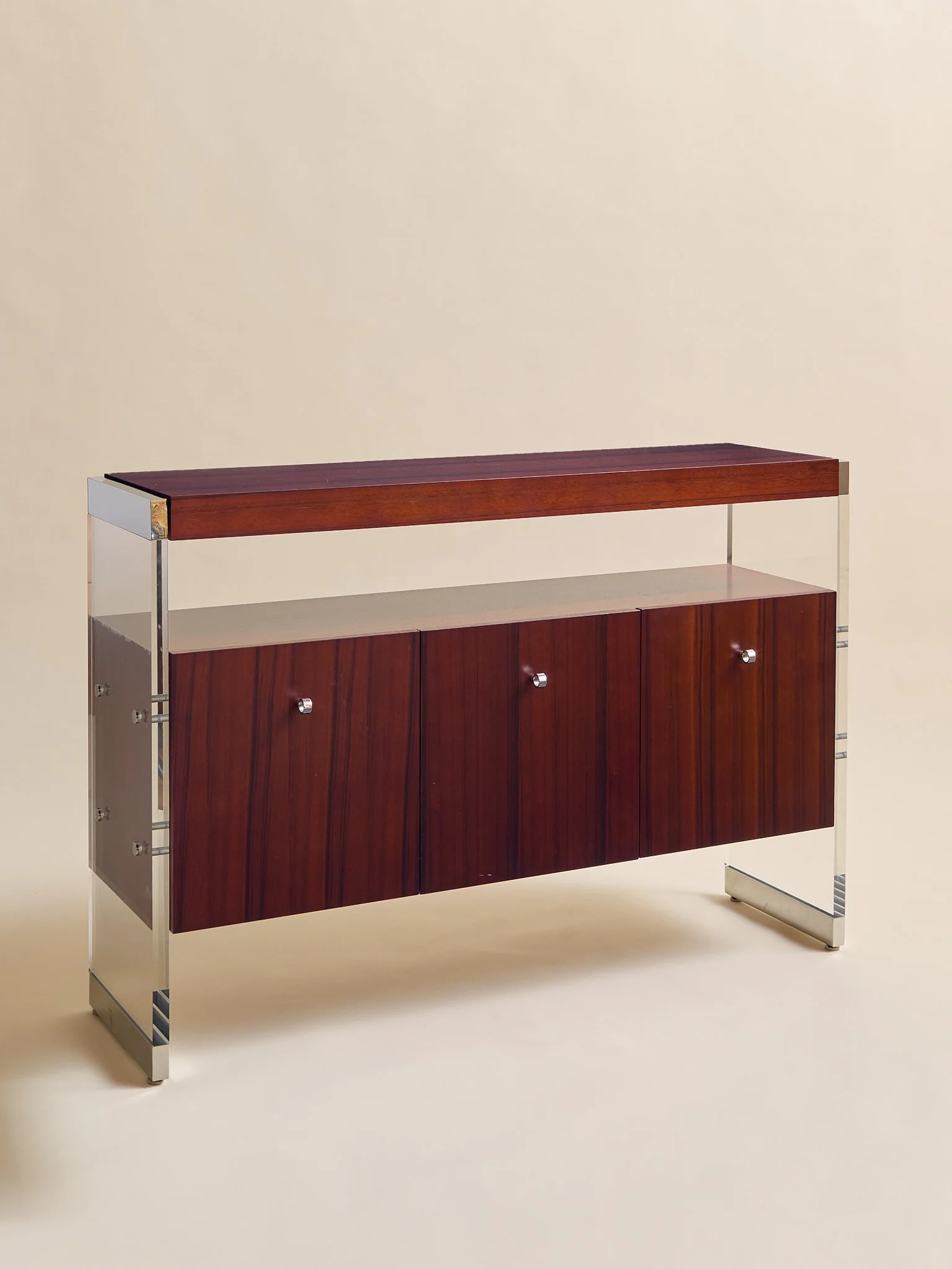 The MCM Style Wood and Lucite Console