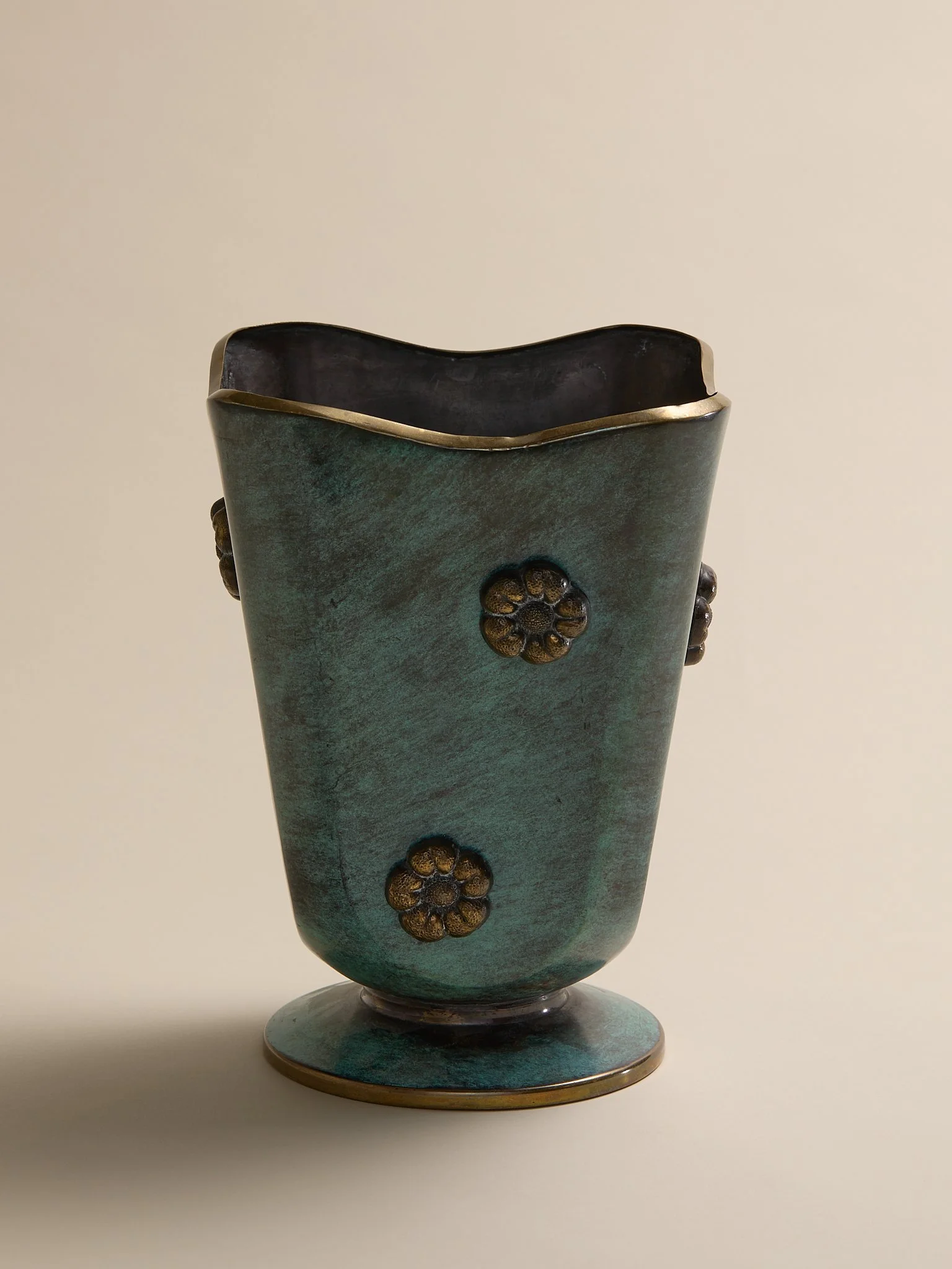 The Vintage Verdigris Metal Footed Vase