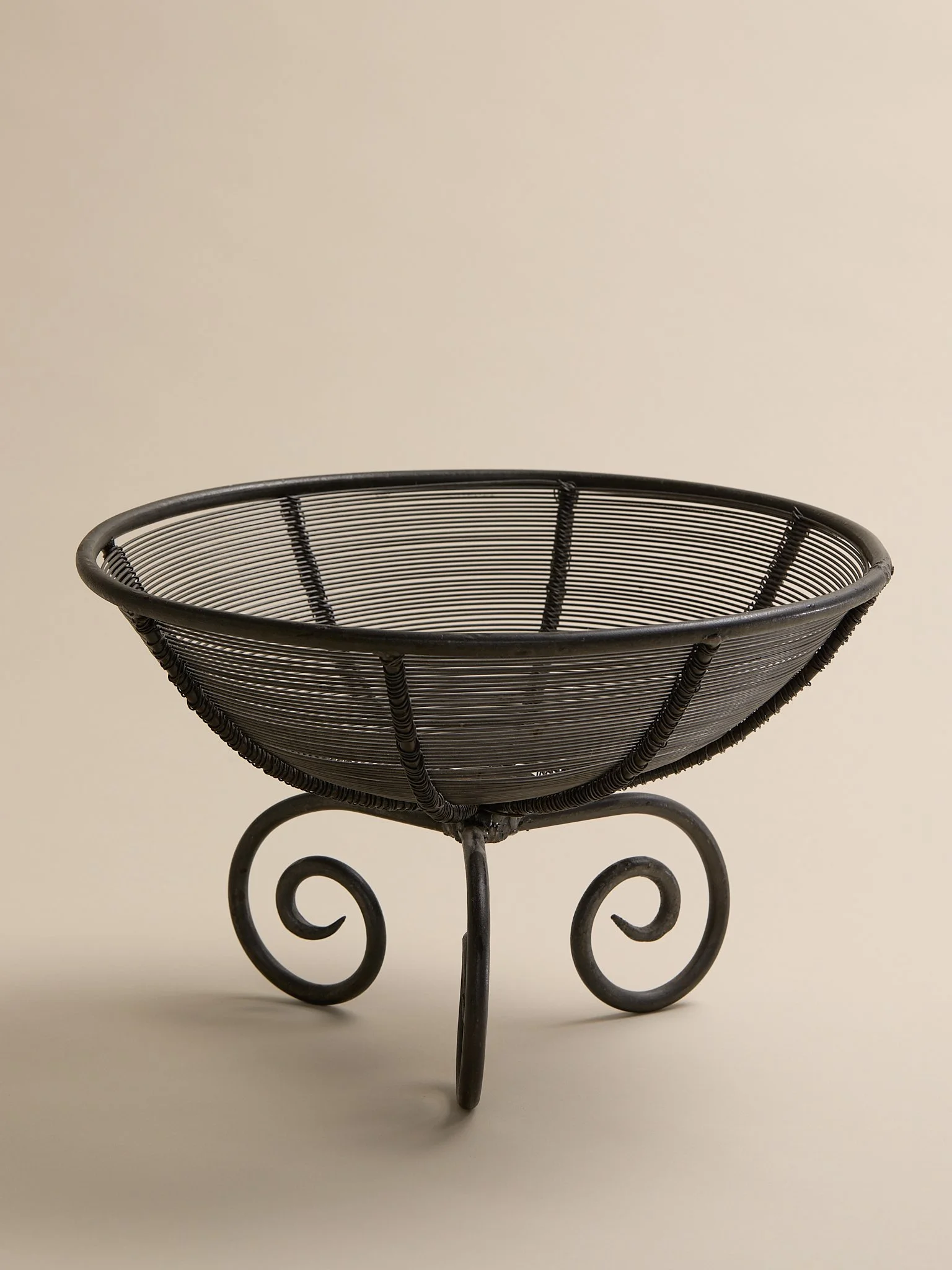 The Black Wire Scroll Footed Vintage Basket