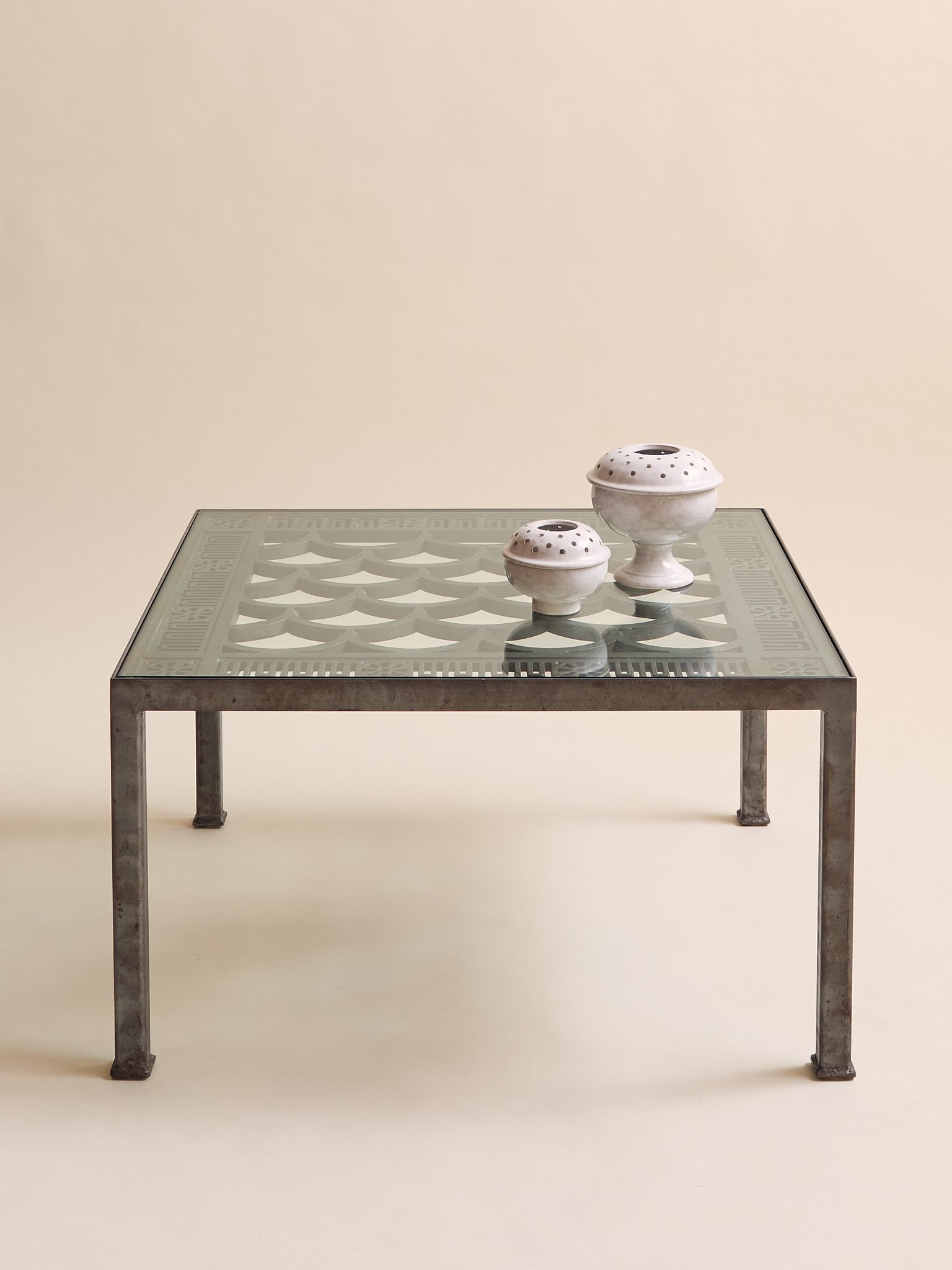 The Vintage Cast Iron and Glass Architectural Coffee Table