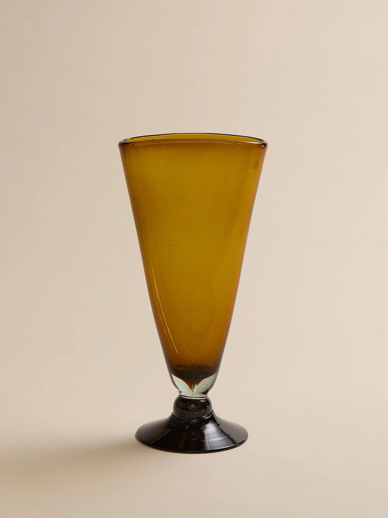 The Vintage Amber Footed Art Glass Vase