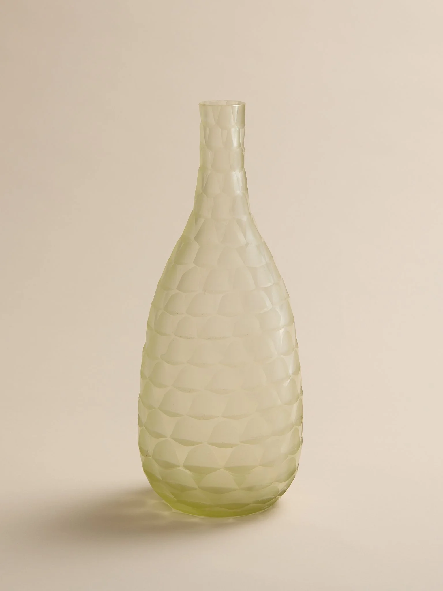 The Vintage Pale Green Honeycomb Textured Glass Vase