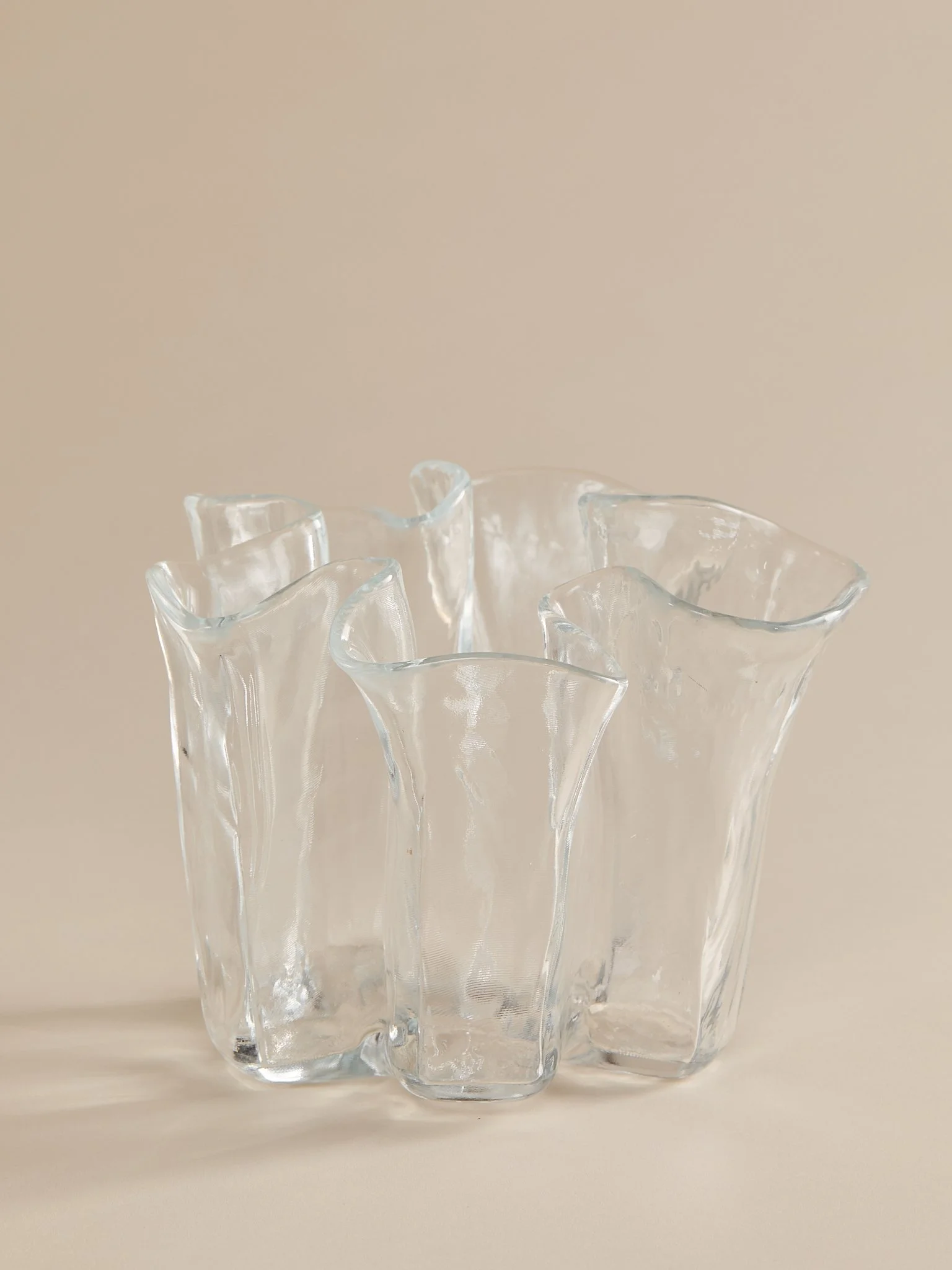 The Vintage Hand Thrown Clear Glass Hankerchief Vase