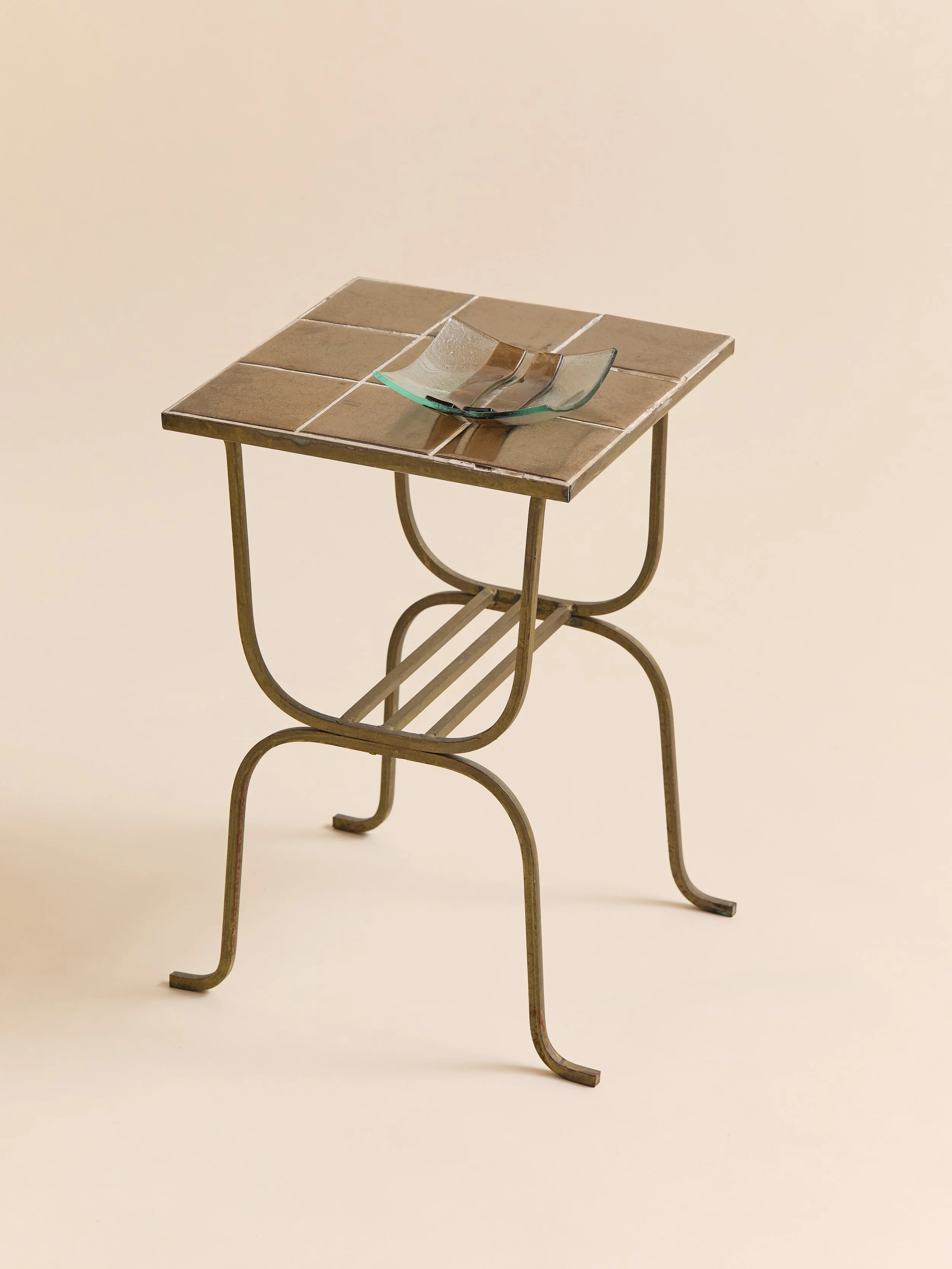 The Vintage Brass and Ceramic Tile Top Accent Table