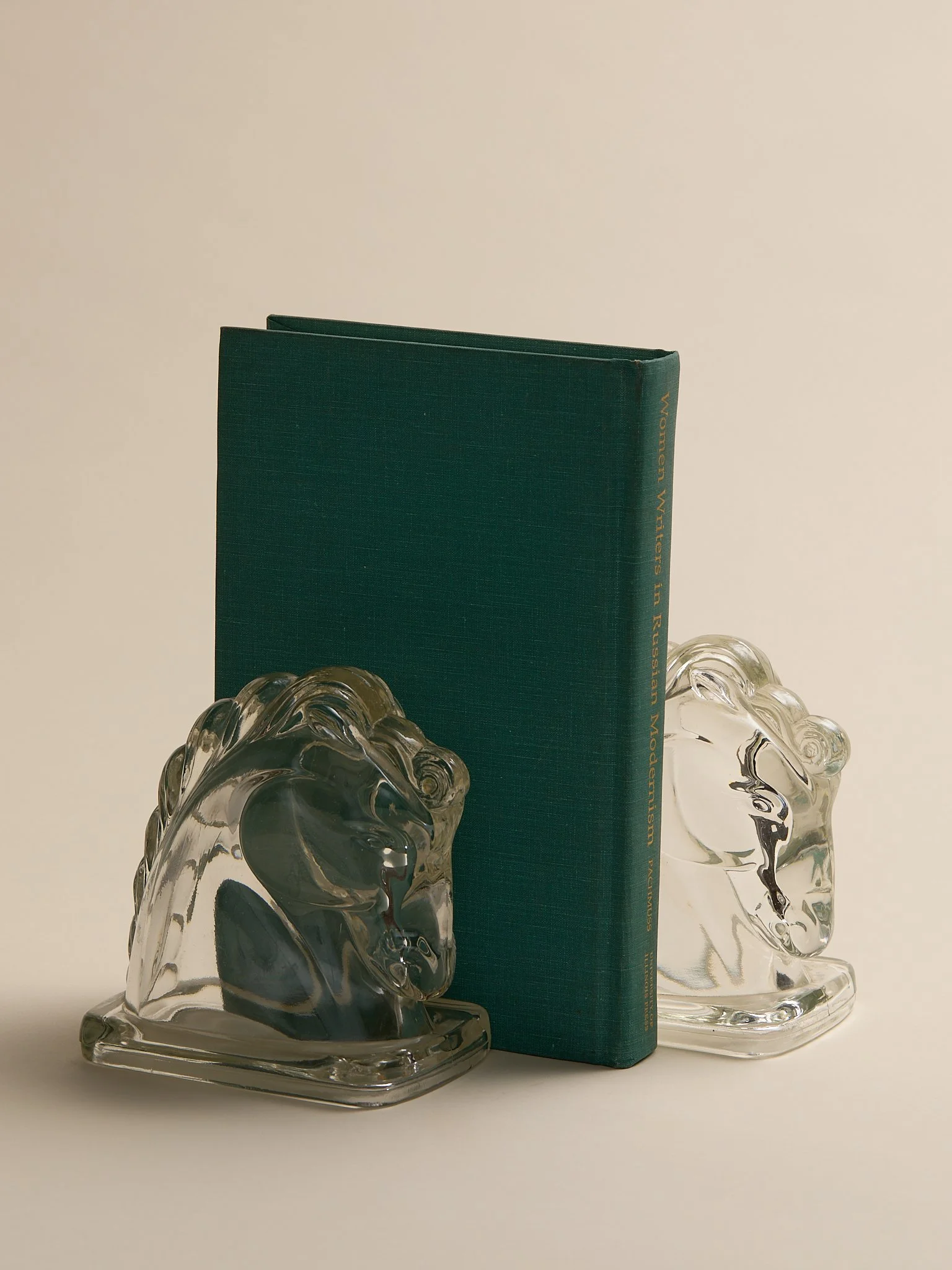 The Vintage Glass Horse Bookends