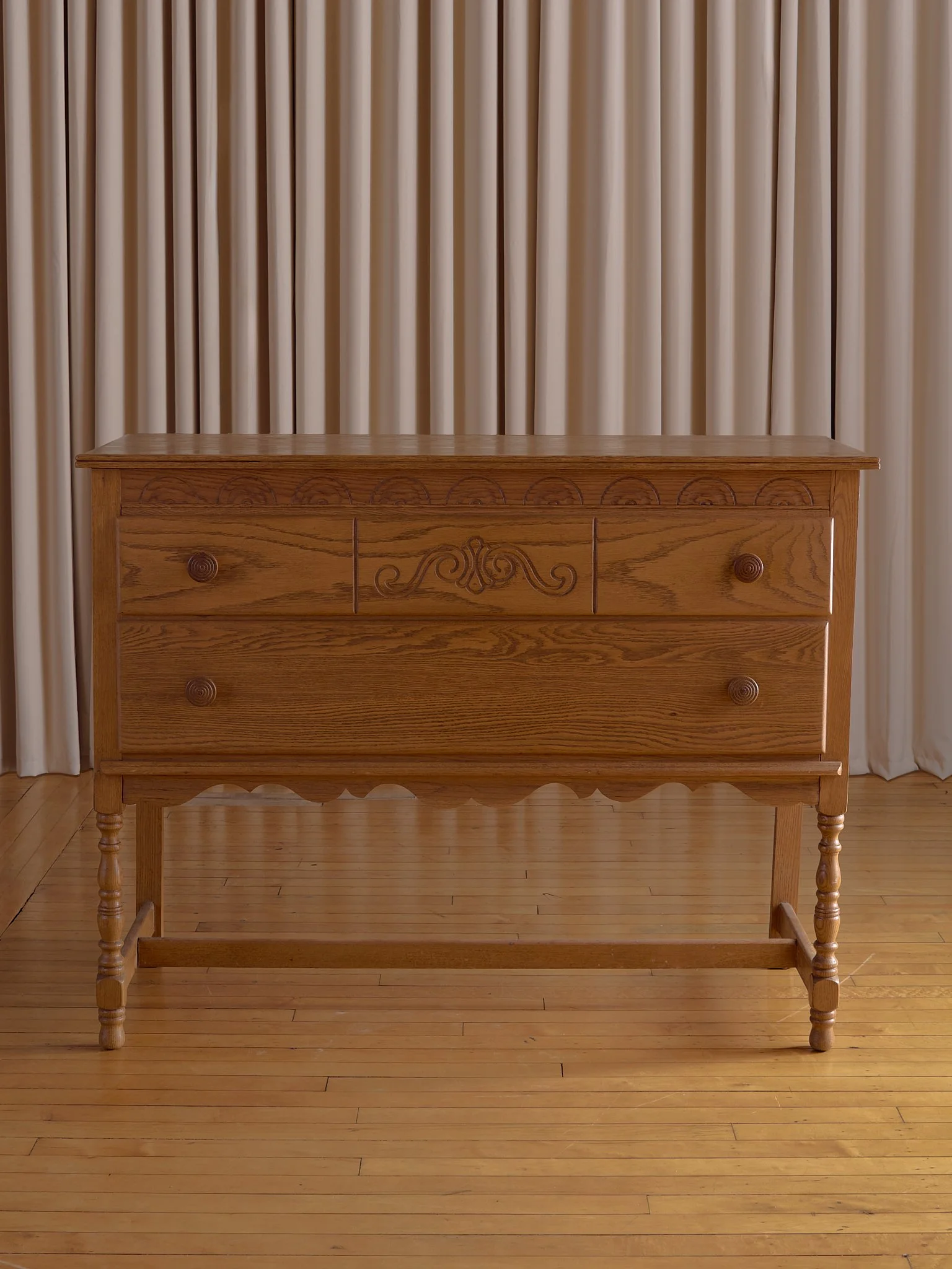 The Vintage Oak Two Drawer Carved Chest
