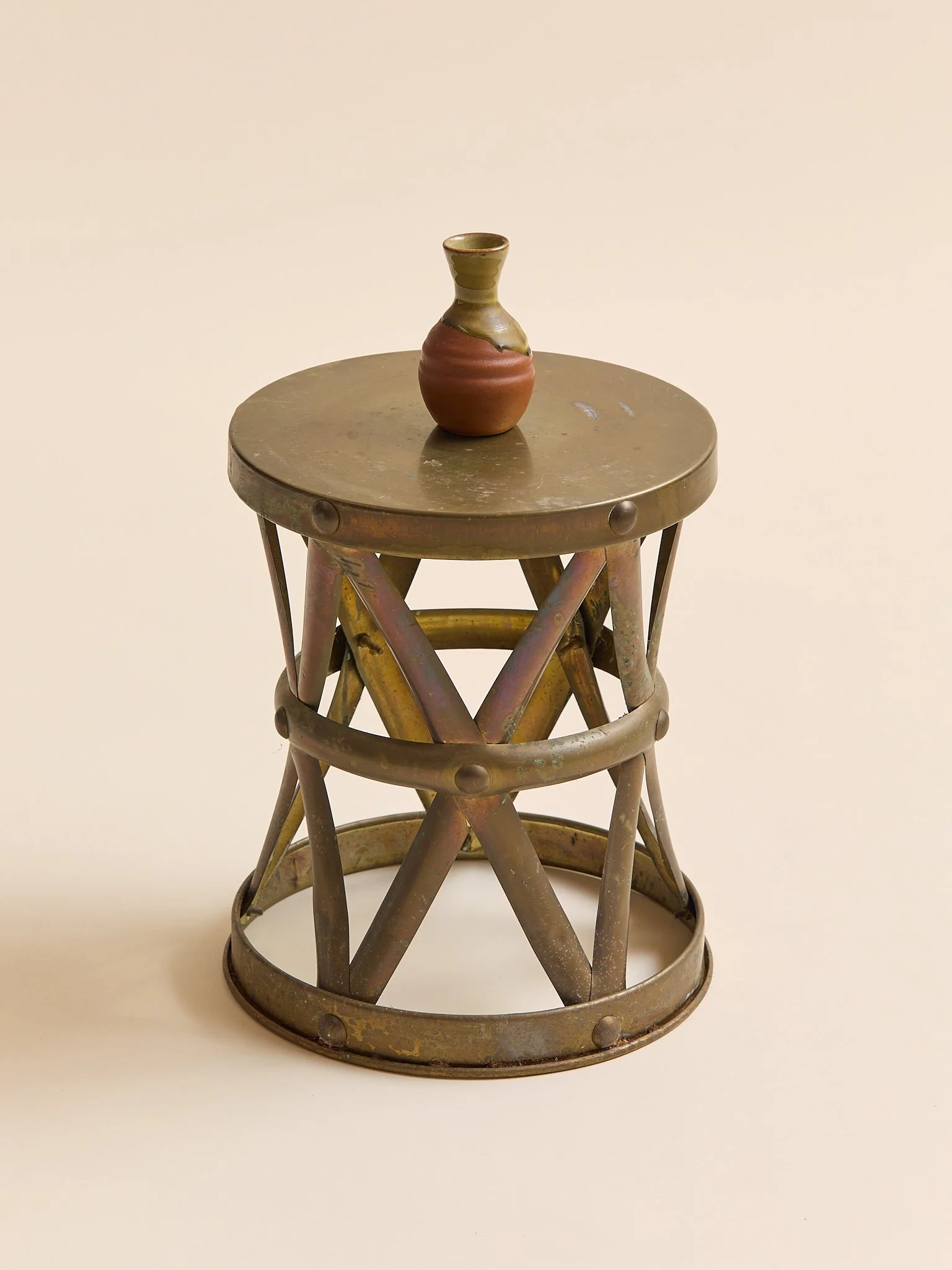 The Vintage Brass Criss Cross Side Table