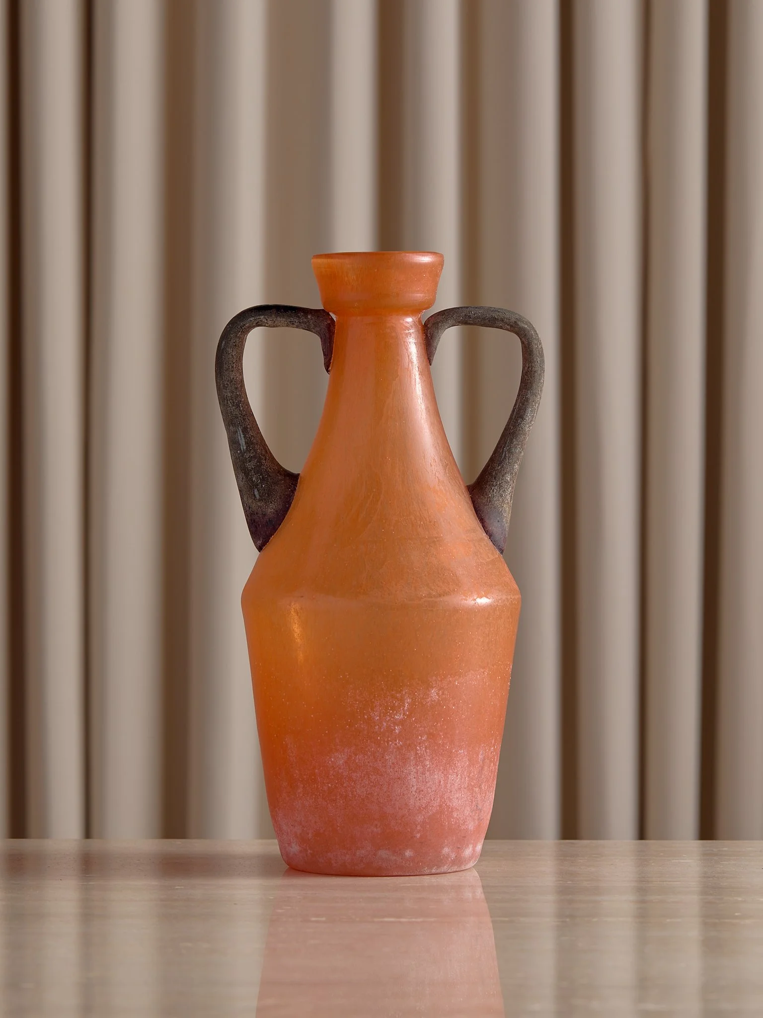 The Hand Blown Scavo Glass Orange Vase