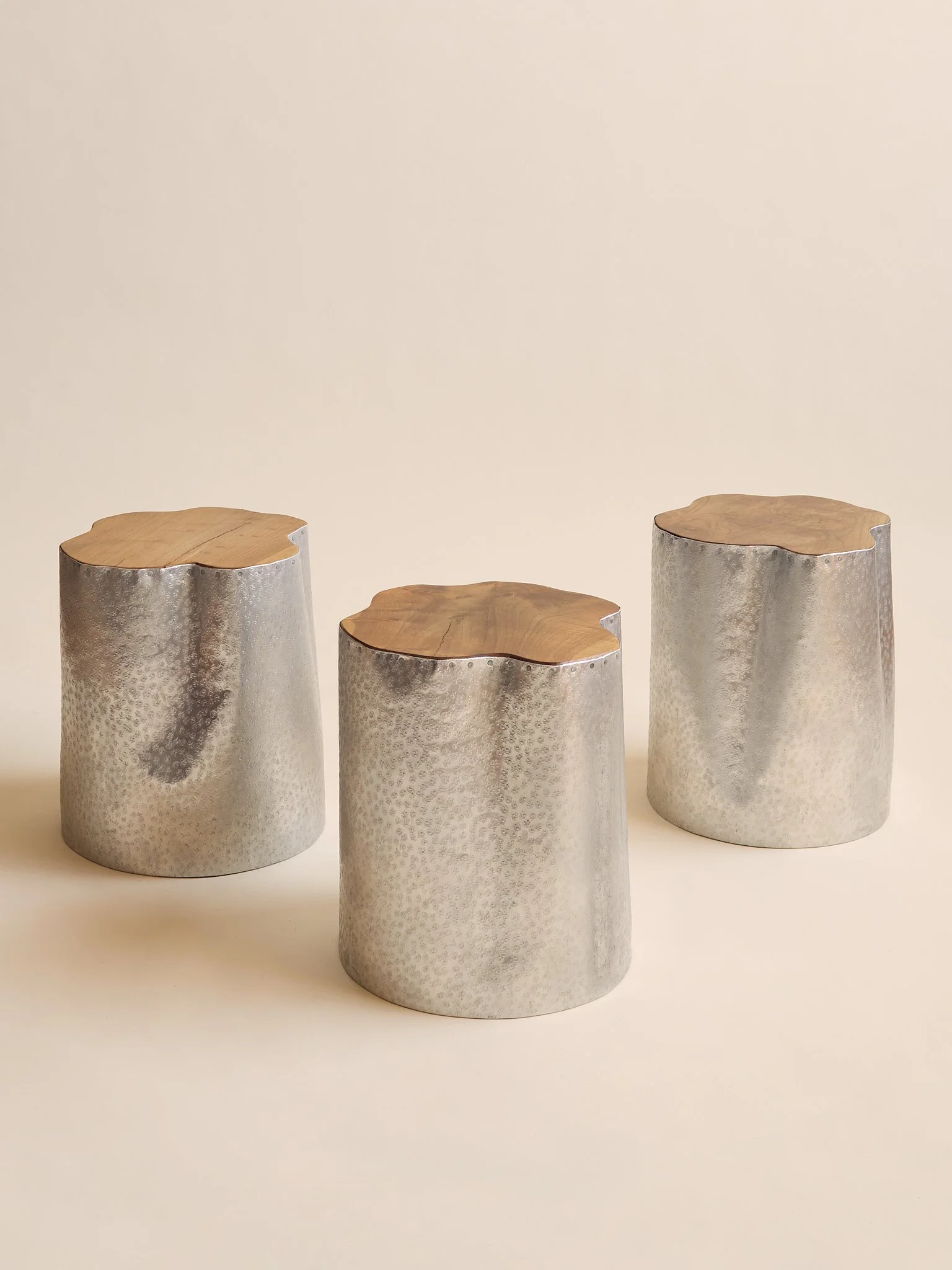 The Vintage Stamped Metal & Teak Side Table