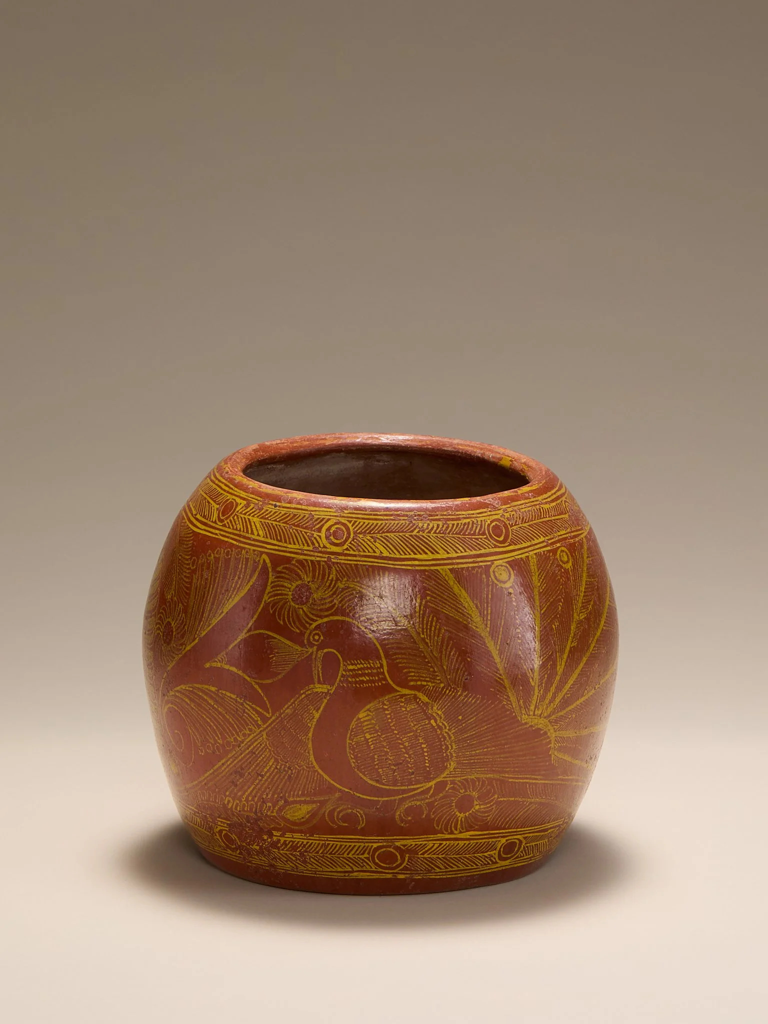 The Vintage Southwestern Rust & Yellow Carved Vessel
