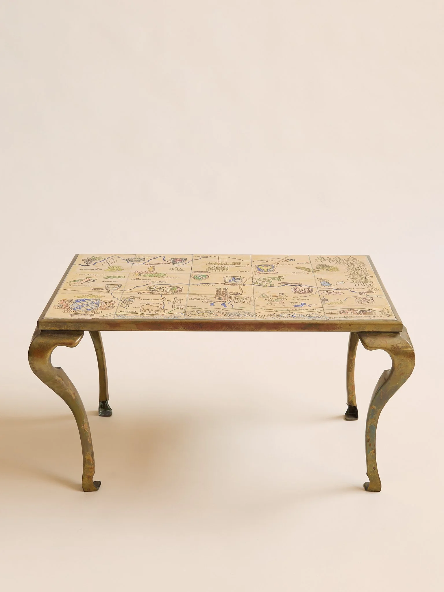 The Vintage Brass and Tile Map Coffee Table