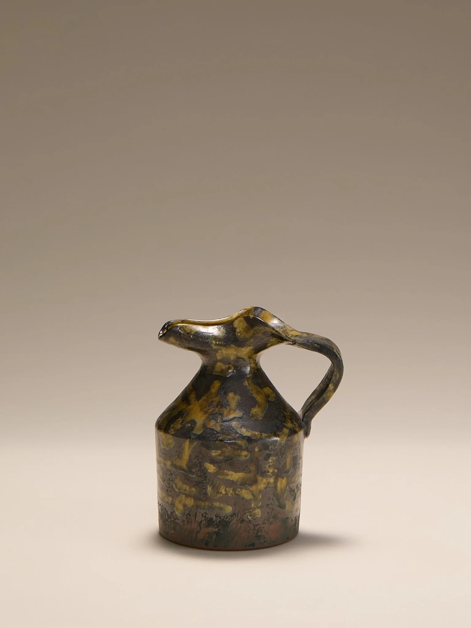 185_TheVintageHand-ThrownCeramicPitcherwithMottledBrown&OchreGlaze_001.jpg