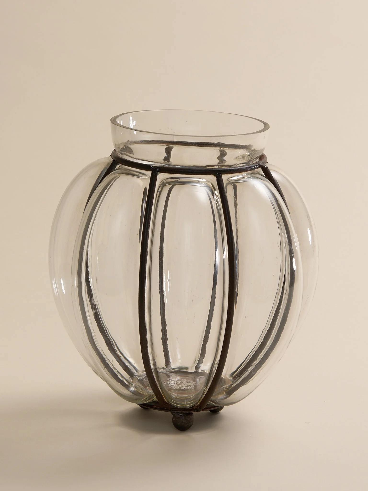 The Vintage Glass and Iron Rounded Bubble Vase