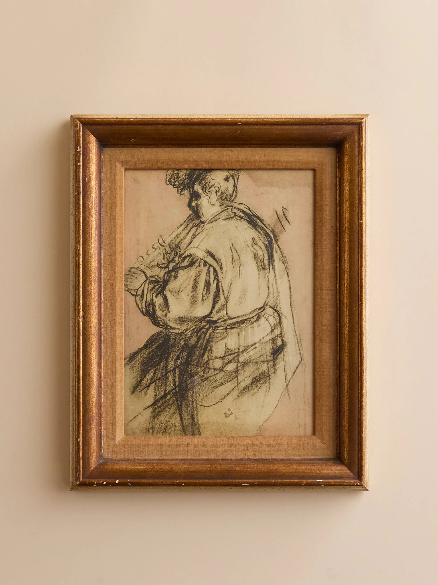 The Vintage Original Sketch of a Flutist