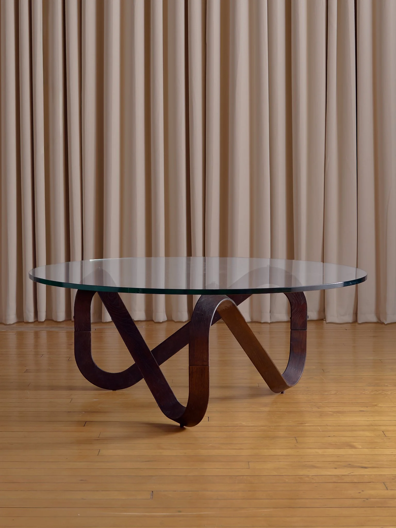 The Vintage Walnut and Glass Round Coffee Table