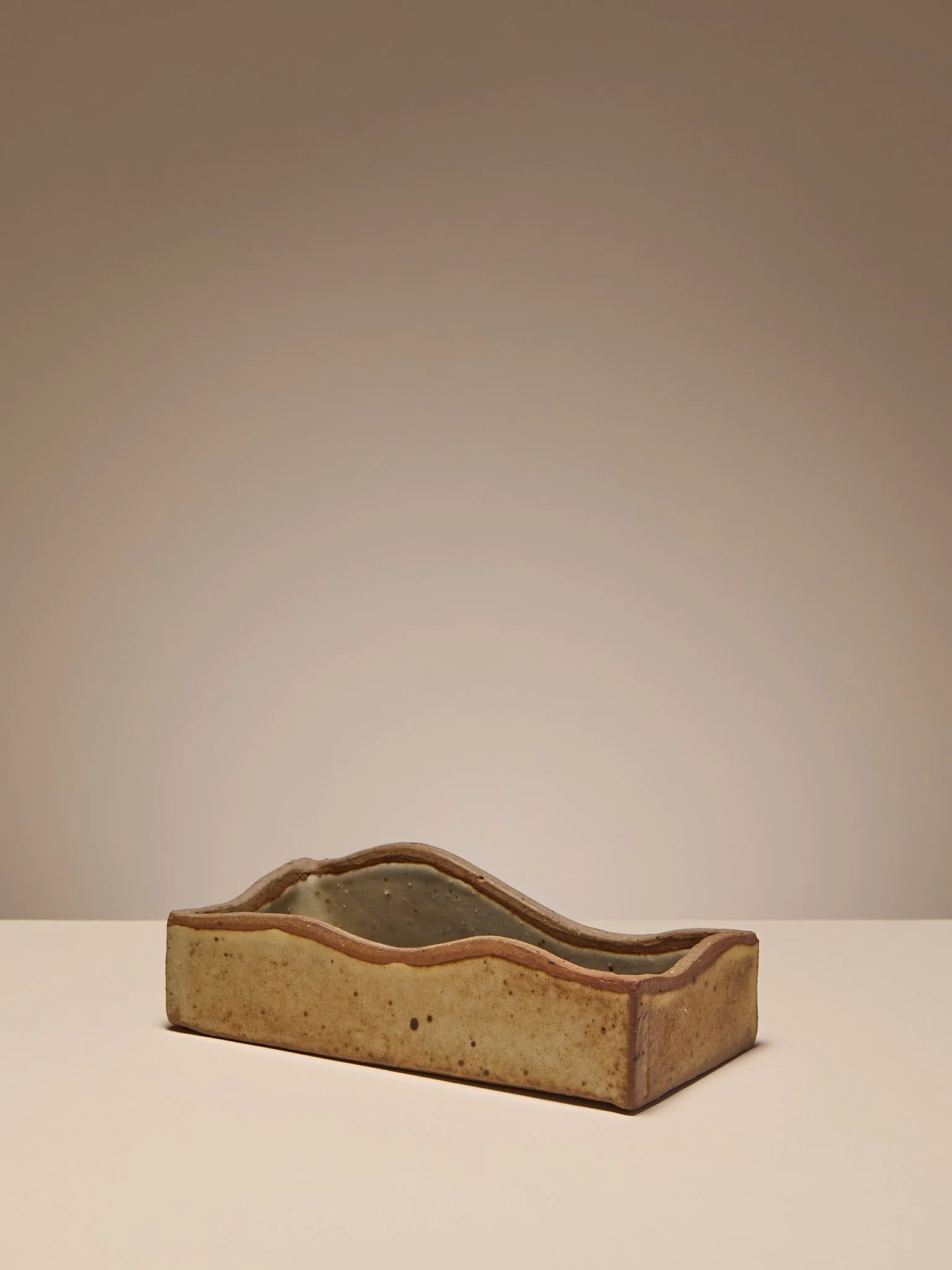 The Vintage Studio Pottery Rectangle Wavy Vessel