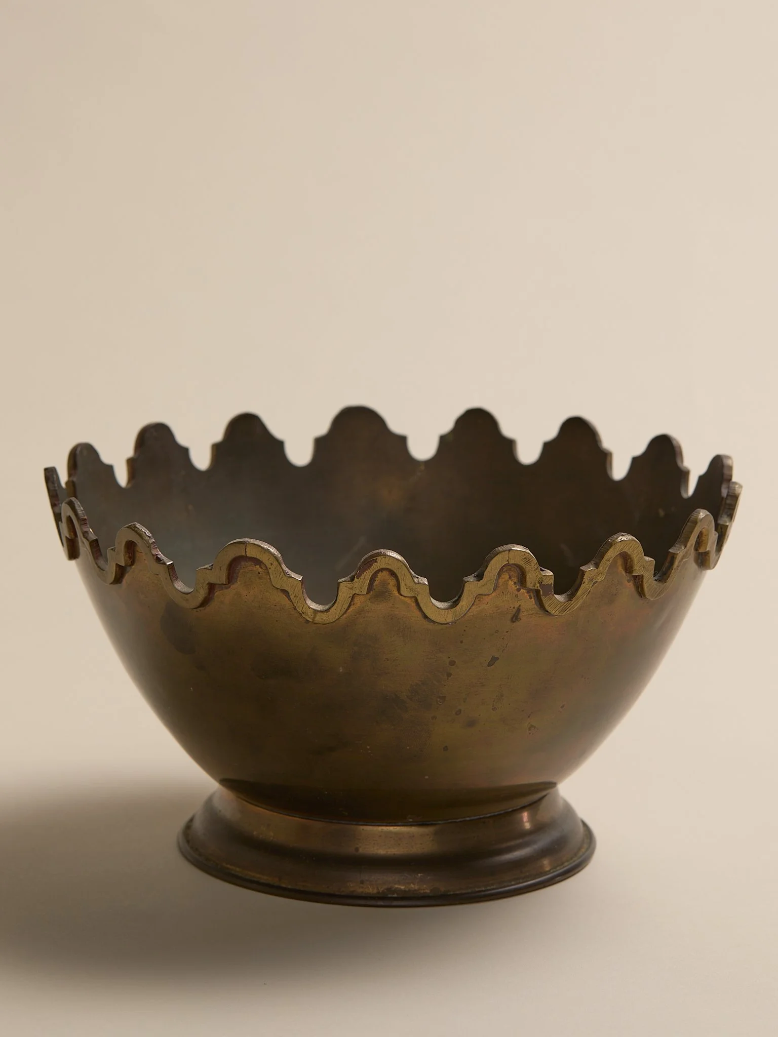 The Vintage Scalloped Brass Footed Bowl