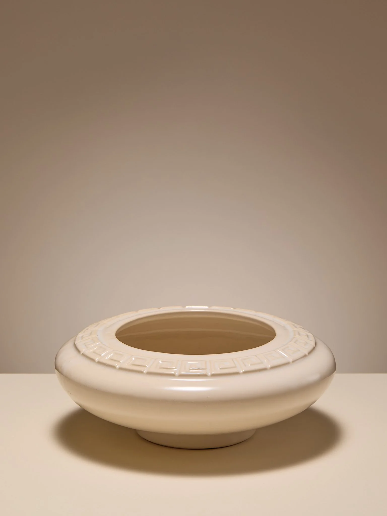 The Vintage Greek Key White Ceramic Dish