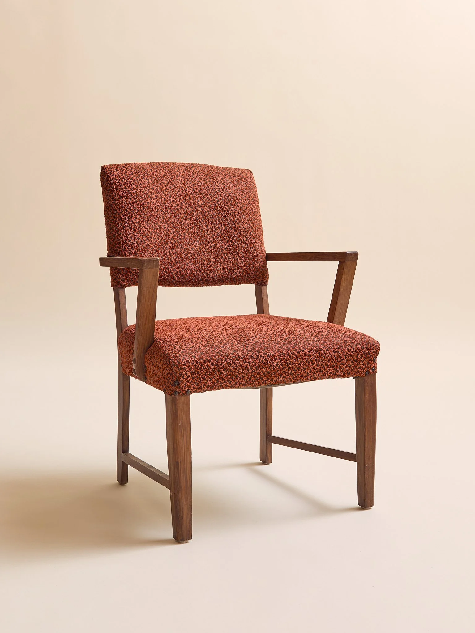 The Vintage Danish-Style Armchair in Rust Bouclé