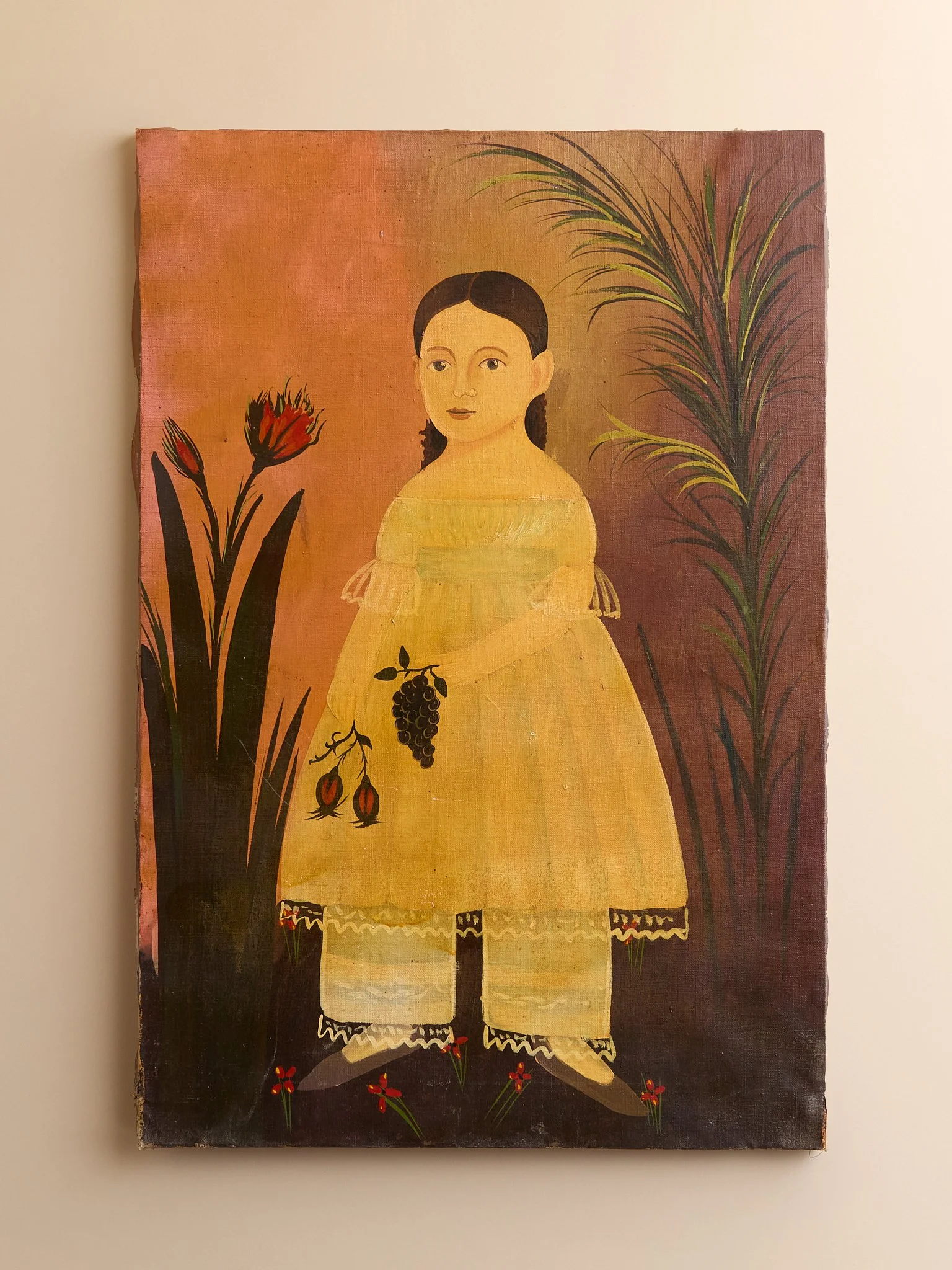 The Vintage Girl with Grapes Painting