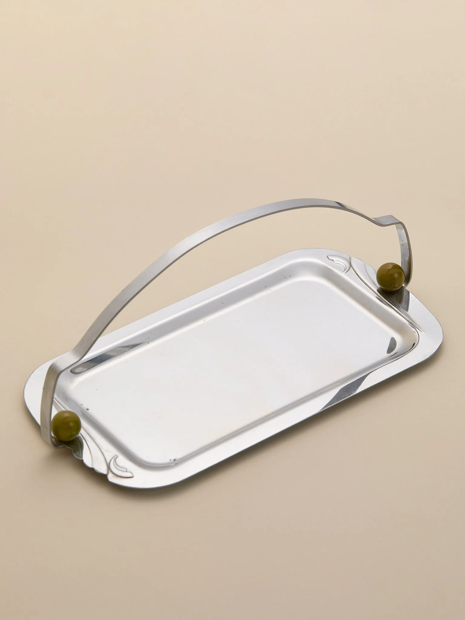 The Vintage Chrome and Enamel Detail Tray