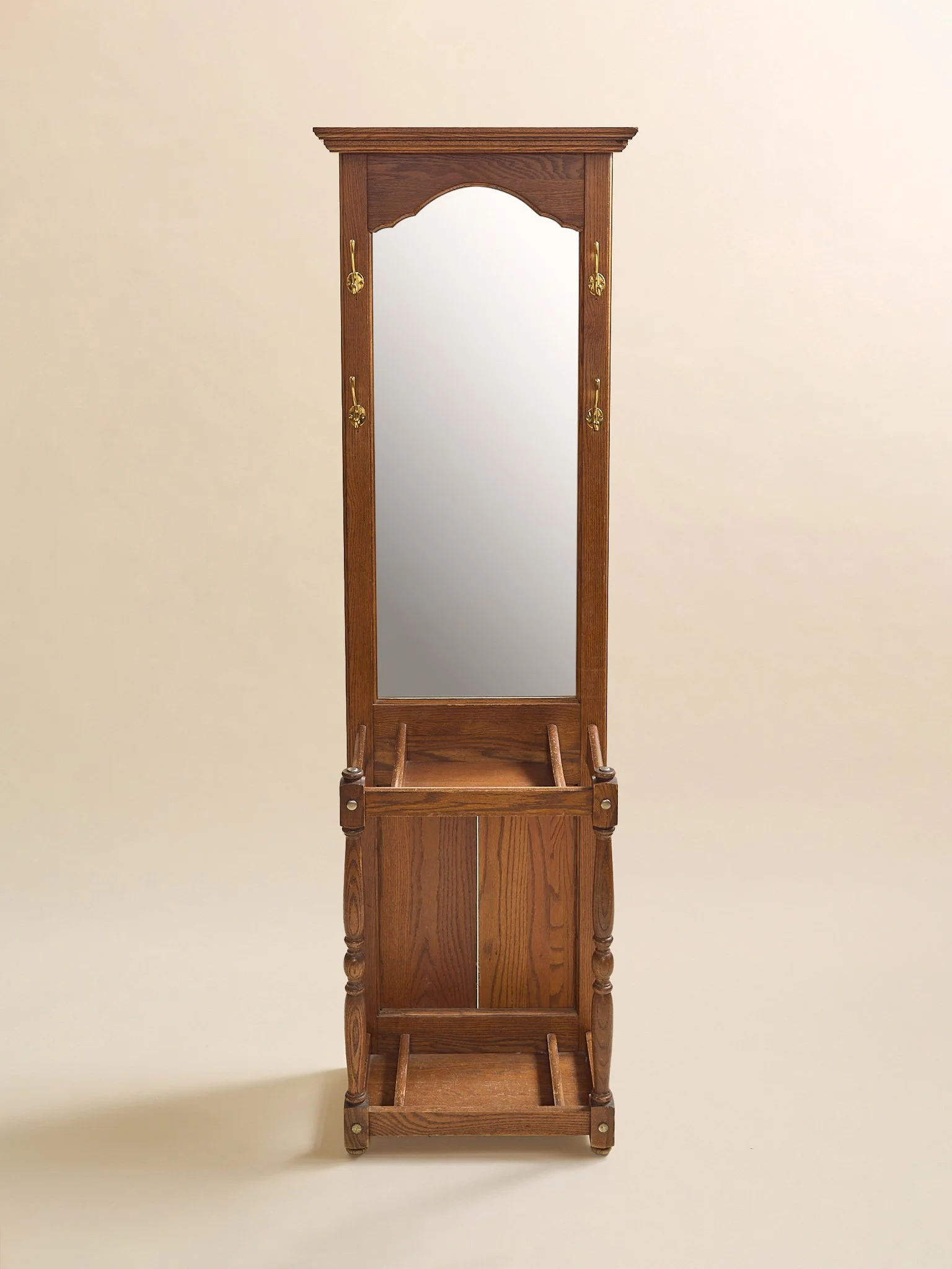 The Oak Mirrored Hall Tree, Late 20th Century