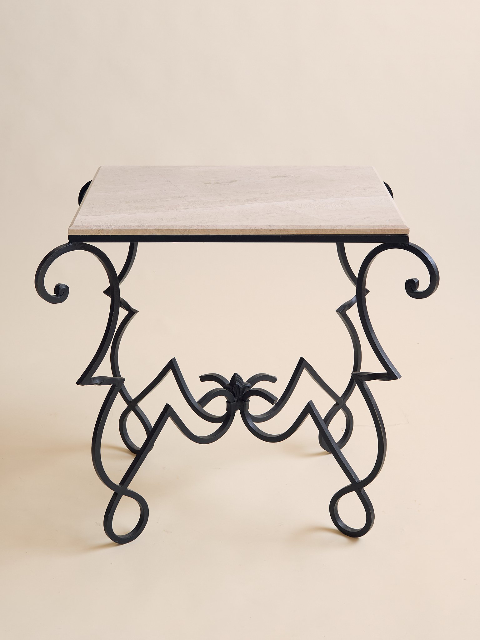 The Granite Iron Scroll Console Table