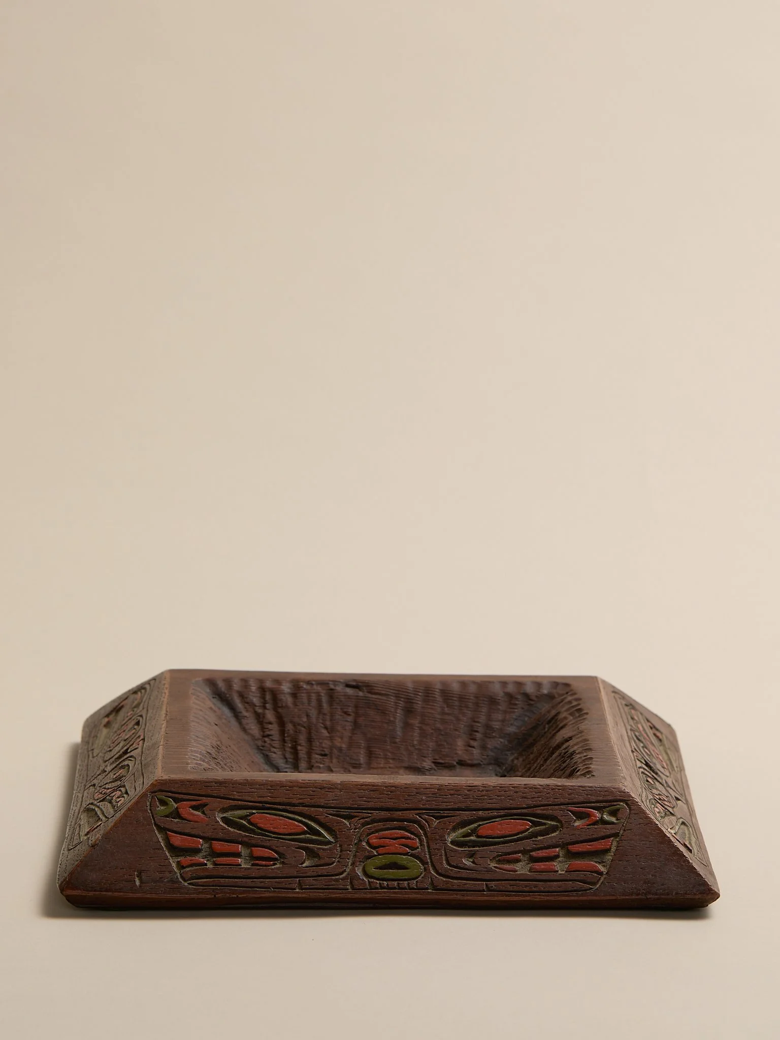 The Vintage Square Carved Wood Tray