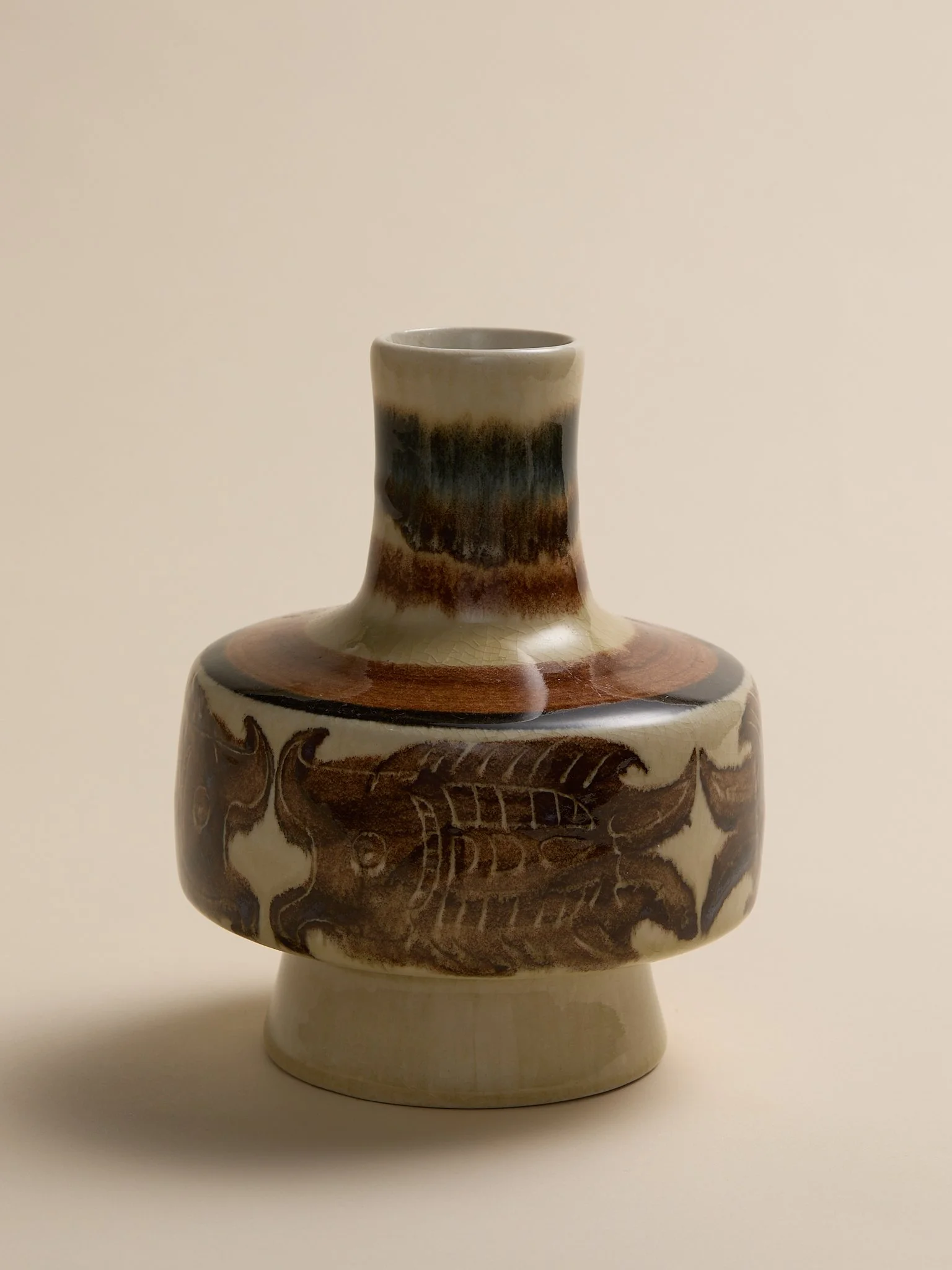 The Mid-Century Fish Motif Ceramic Vase