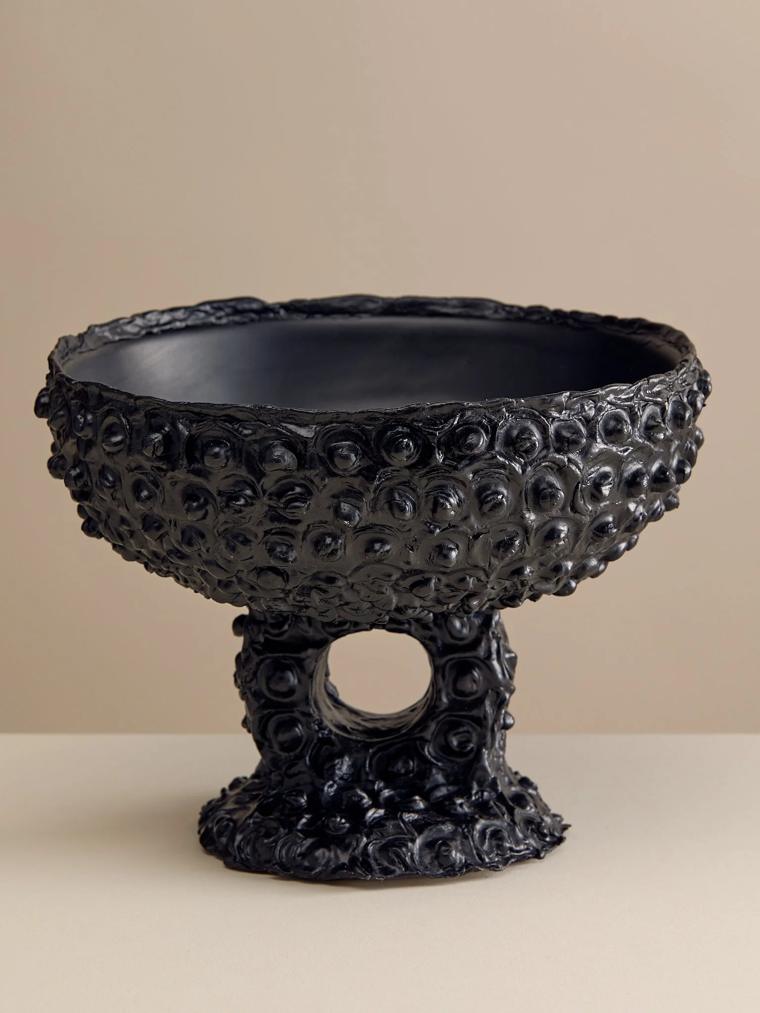The Double Base Black Ceramic Vessel