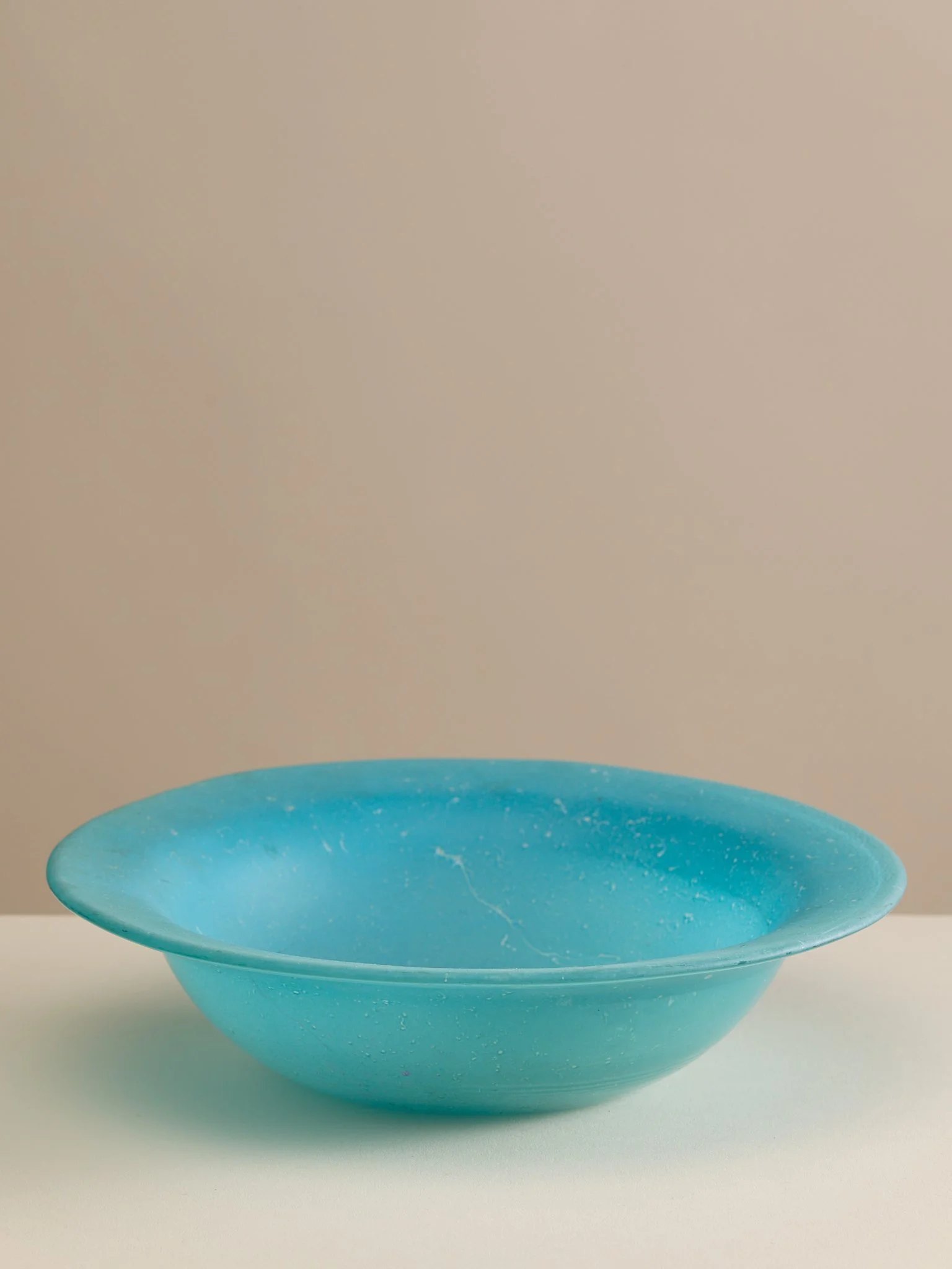 The Vintage Sand Blasted Teal Glass Bowl