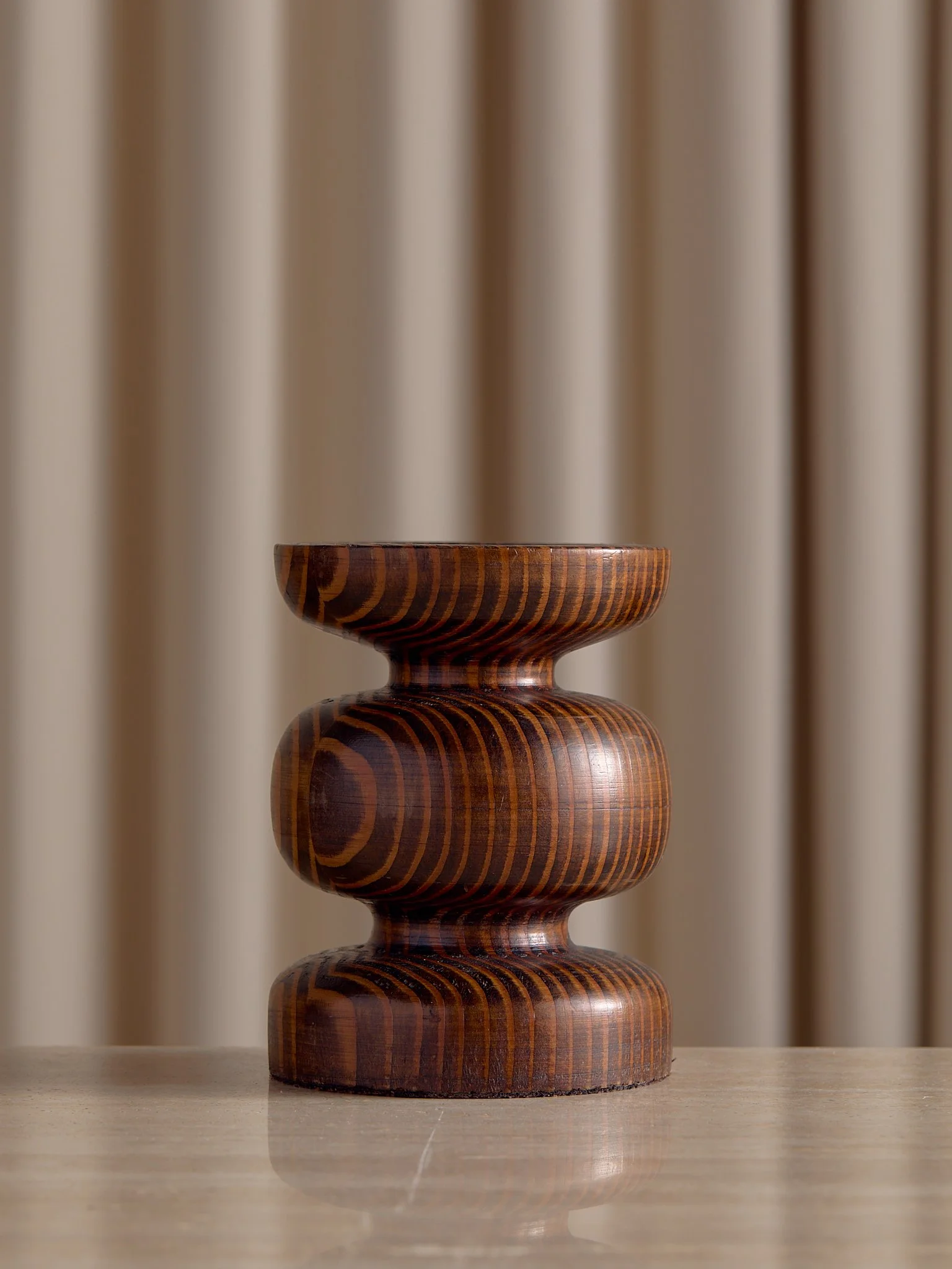 The Vintage Carved Wood MCM Candle Stick
