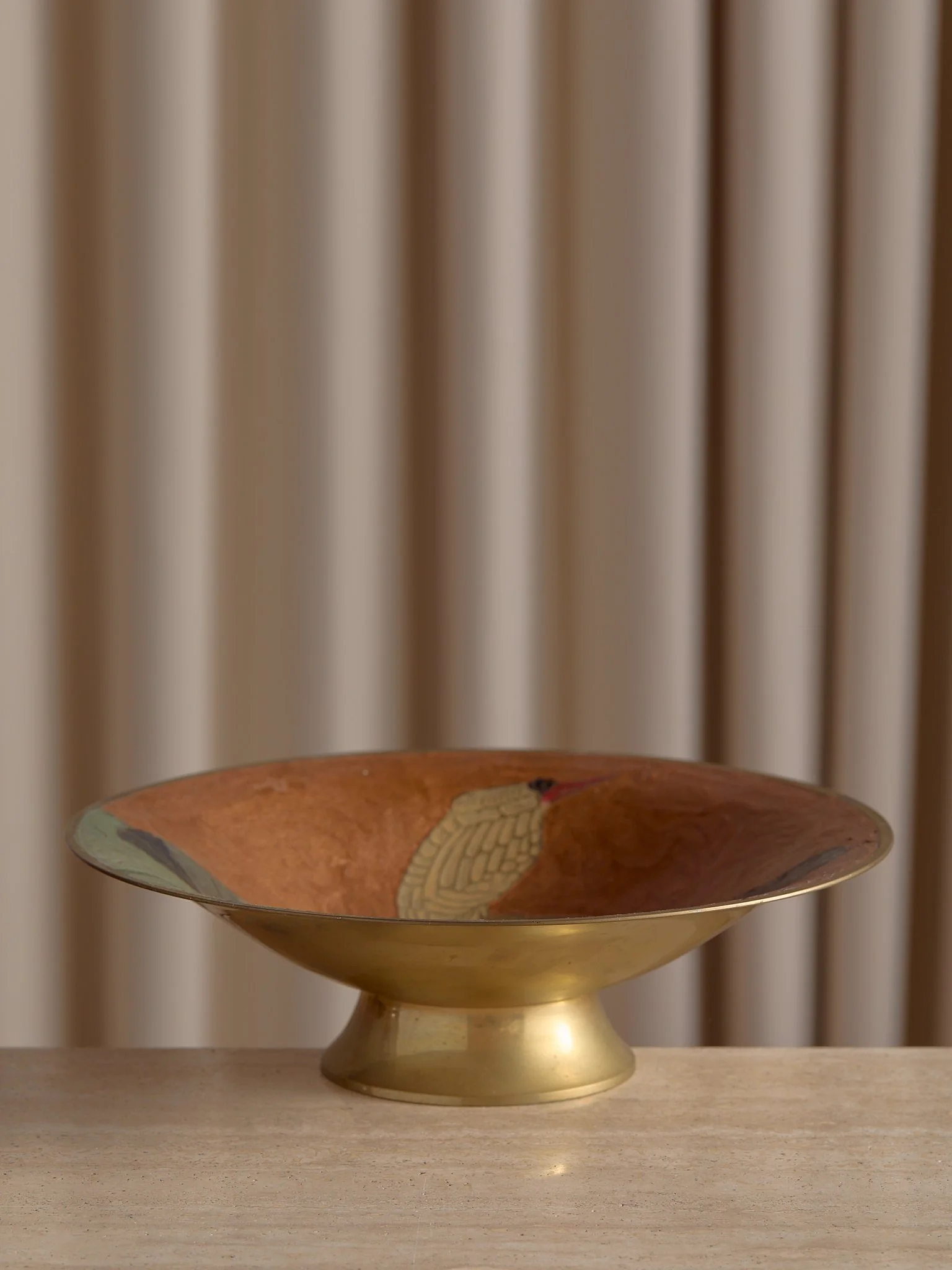 The Vintage Enamel Brass Night Heron Bowl