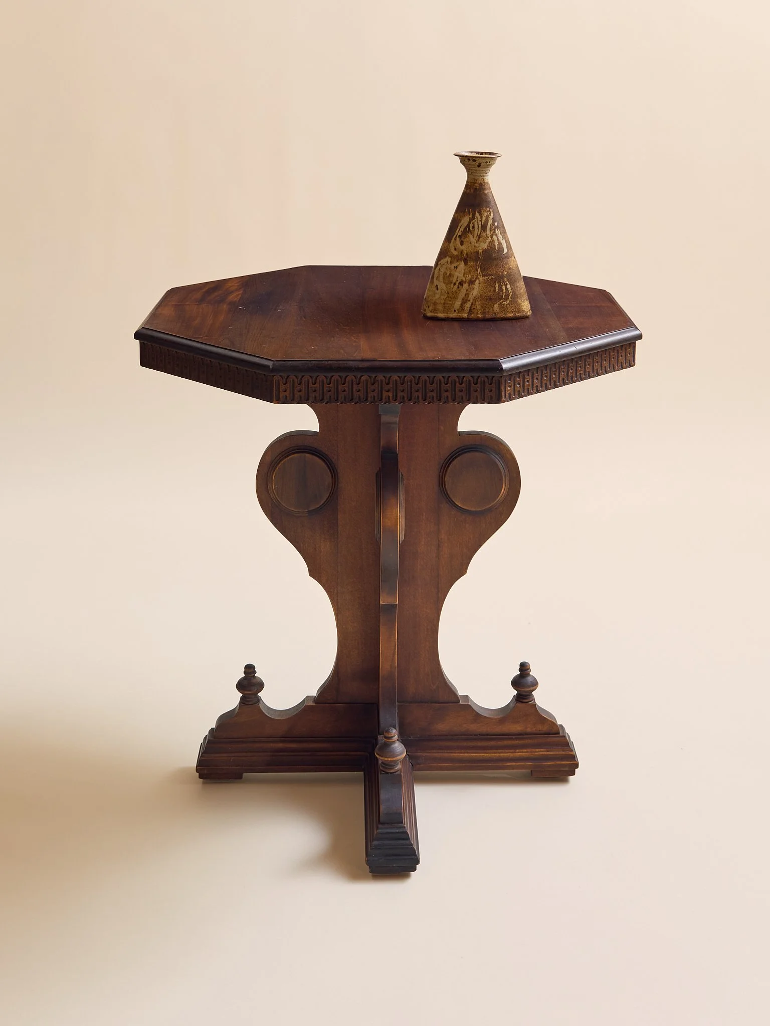 The Antique 1890s Walnut Carved Entry Table
