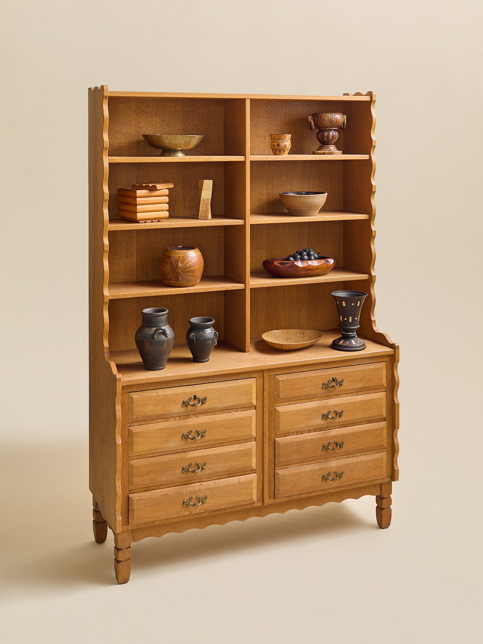 The Vintage Style Of Kjaernulf Danish Oak Bookcase Cabinet
