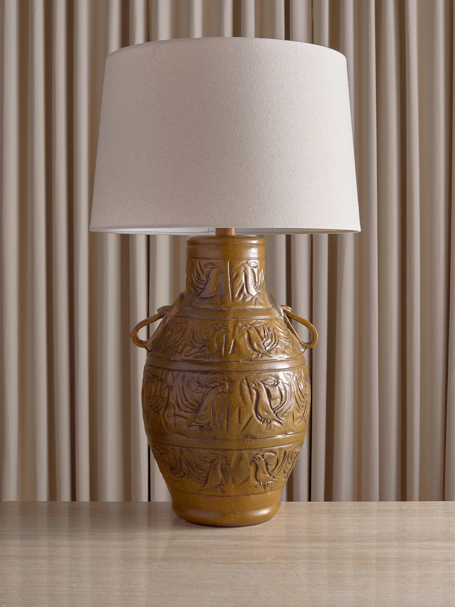 The Vintage Handmade Ceramic Carved Lamp