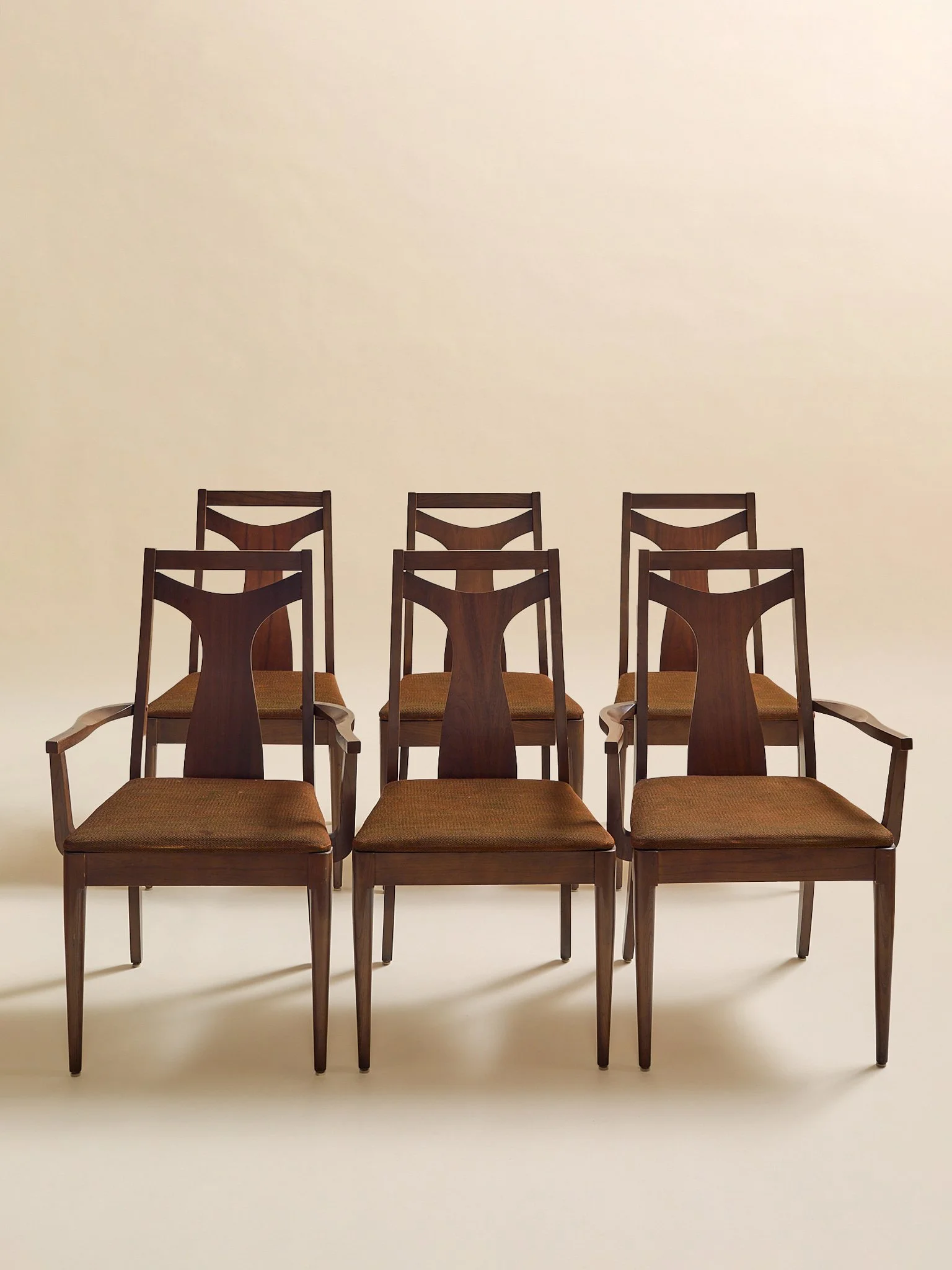 The Vintage 1960s MCM Walnut Dining Chairs, Set of 6