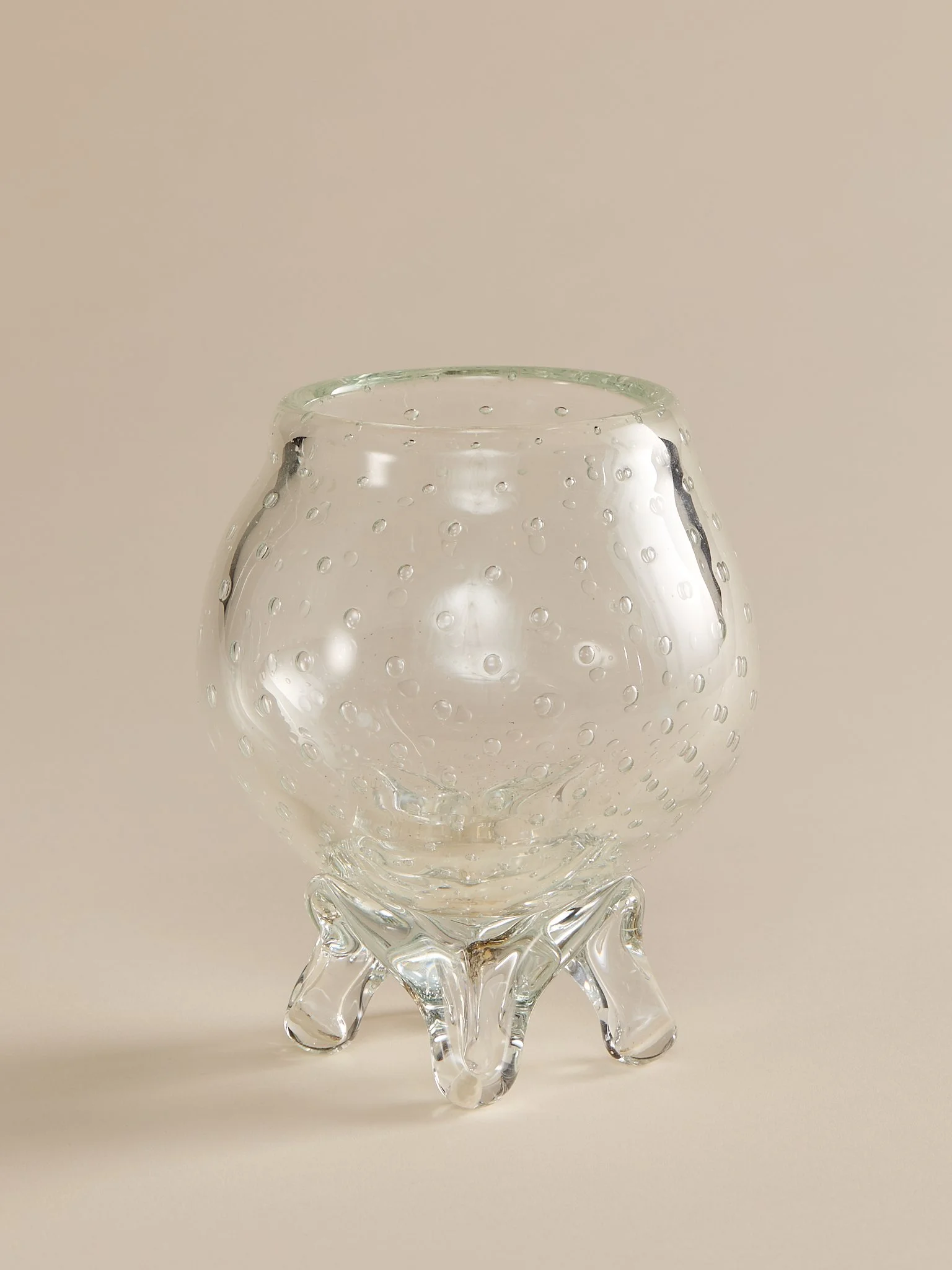 The Vintage Handblown Glass Bubble Three-Footed Vase