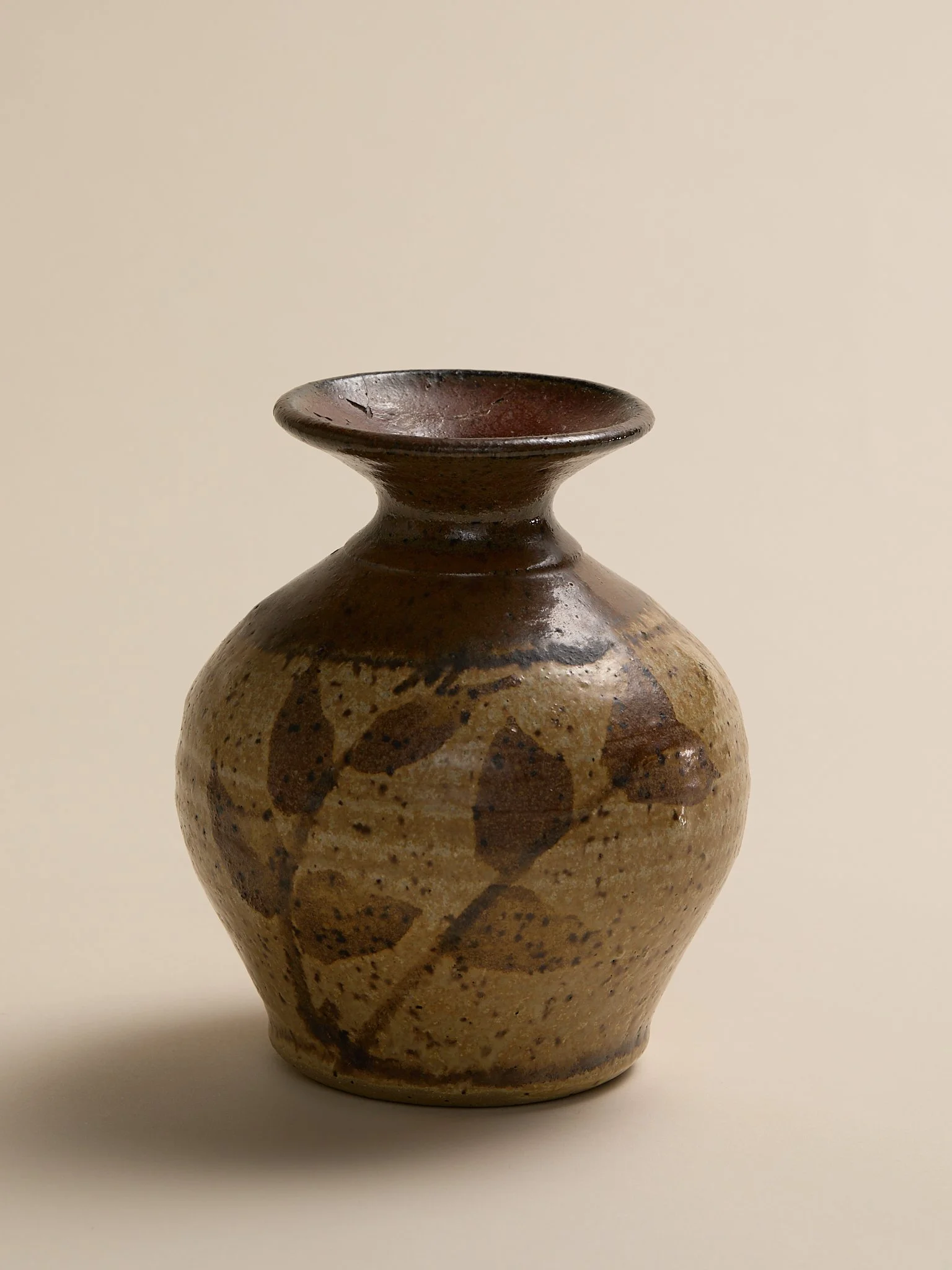 The Speckled Earth Tone Studio Pottery Vintage Vase