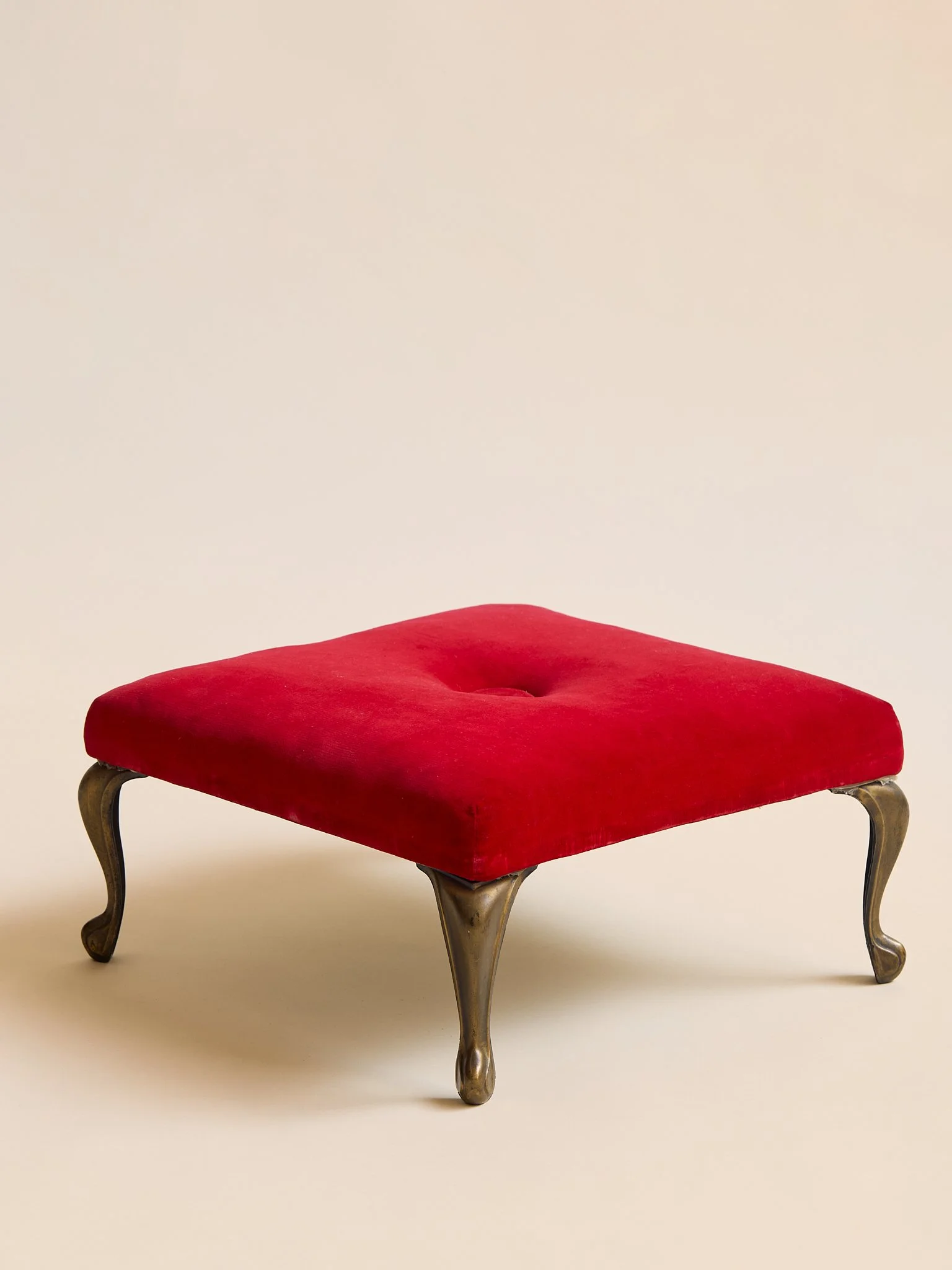 The Vintage Red Velvet Foot Stool