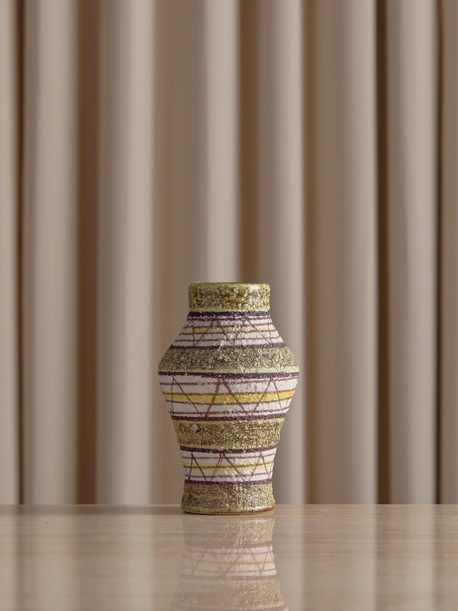 The Vintage 1950s Textured & Striped Vase