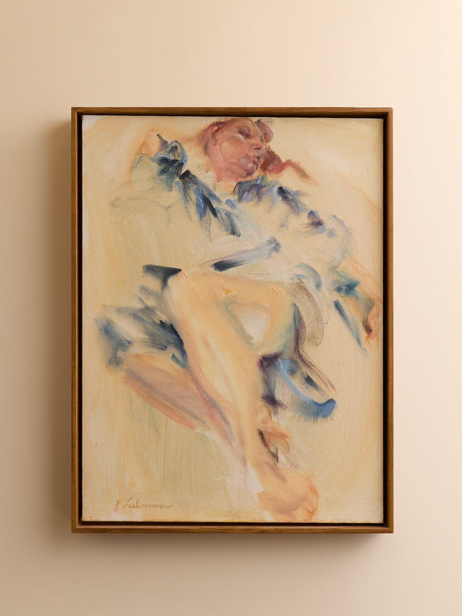 The Vintage Original Painting of a Woman in Blue