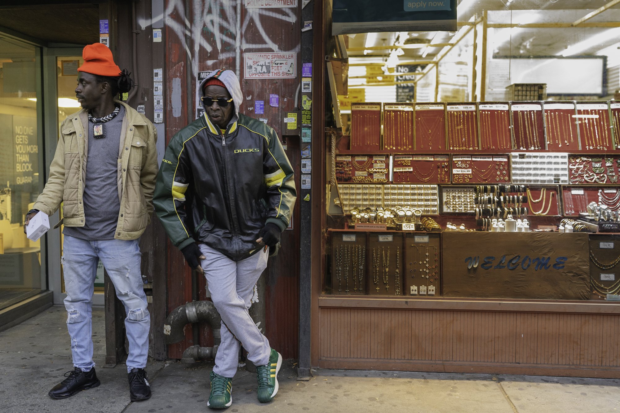 Harlem, October 2024 — Bamba before the evening gathering at the corner. Bamba and his twin brother, Noreyni, sell AirPods on Lexington Avenue.