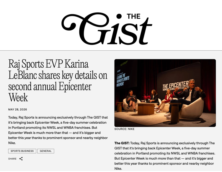 The Gist featured press - Karina LeBlanc on second annual Epicenter Week