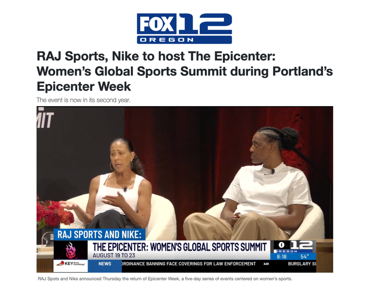 Fox 12 Oregon featured press - RAJ Sports and Nike to host Epicenter Women's Global Sports Summit