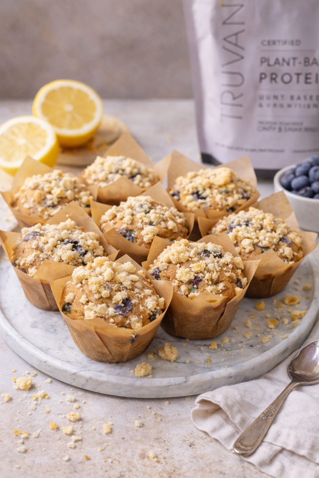 Dairy Free Lemon-Blueberry Muffins with Almond Streusel