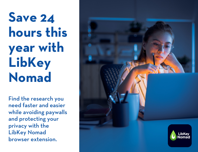 A card promoting downloading LibKey Nomad as a research tool was passed out at all first semester new student events.