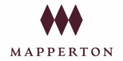 Mapperton logo with a maroon background